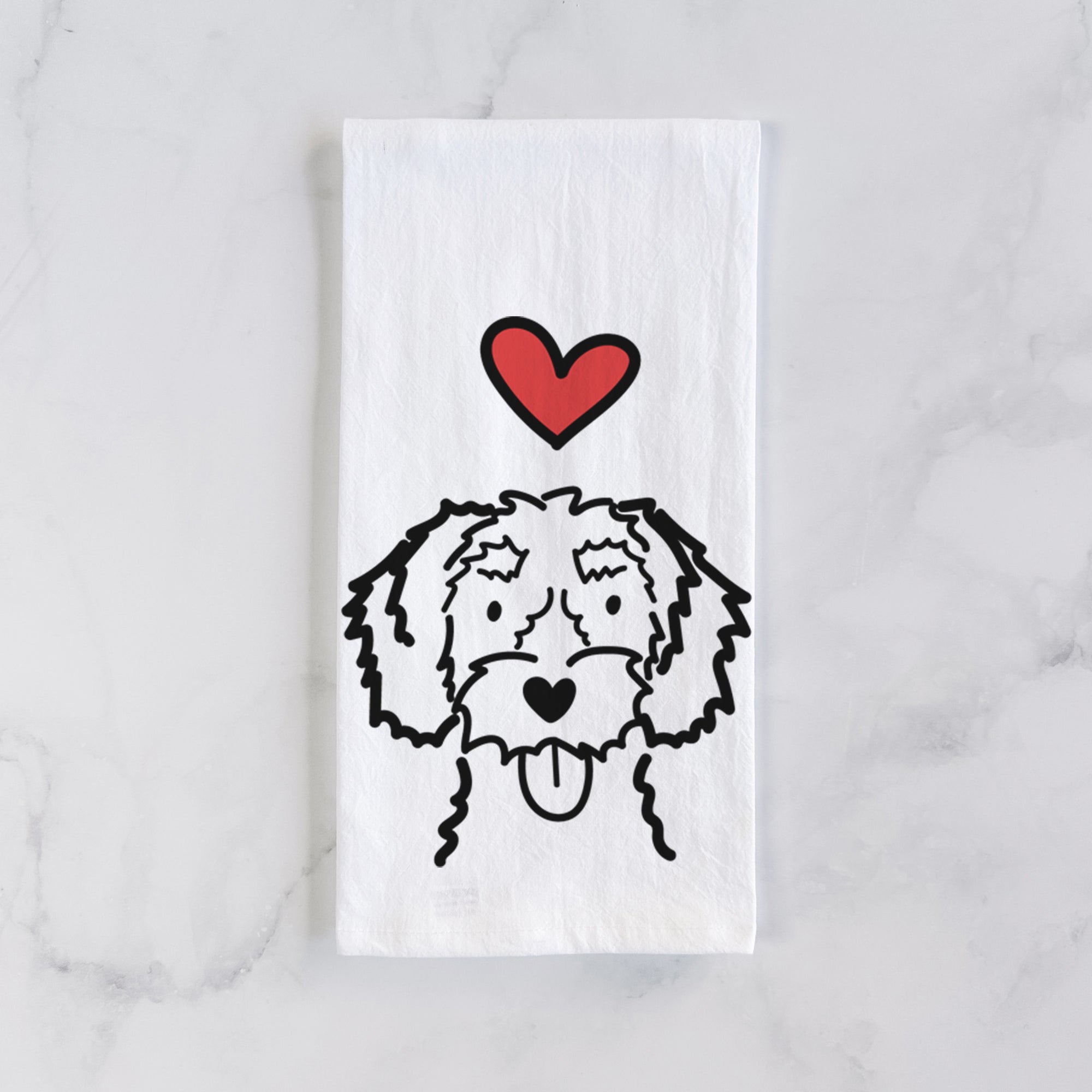 Love Always White Schnoodle - Tea Towel