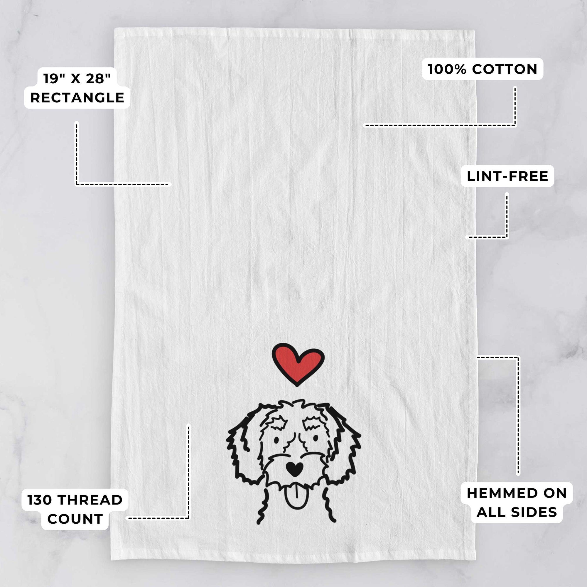 Love Always White Schnoodle - Tea Towel