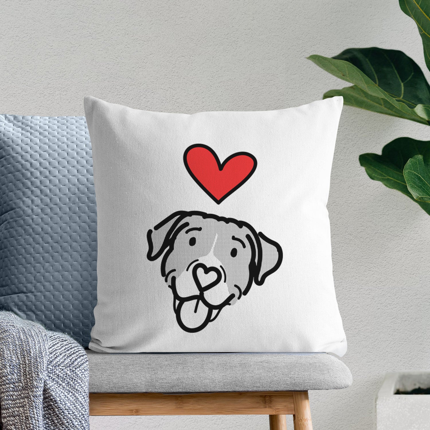 Love Always Pitbull Mix - Shadow -  Throw Pillow Cover