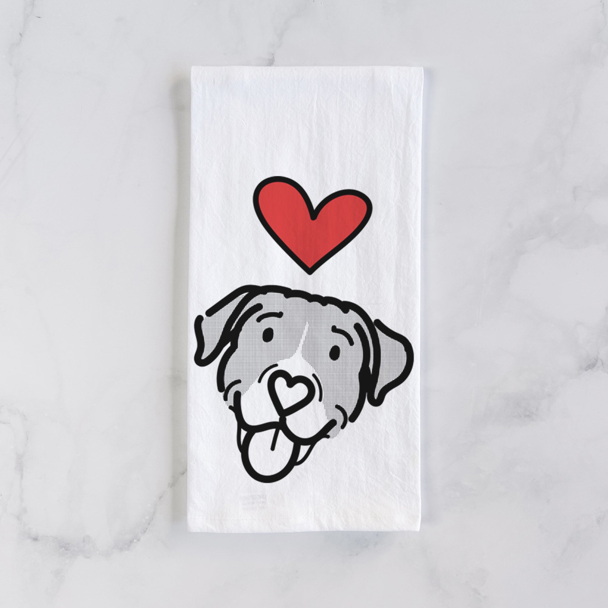 Love Always Pitbull Mix - Shadow - Tea Towel