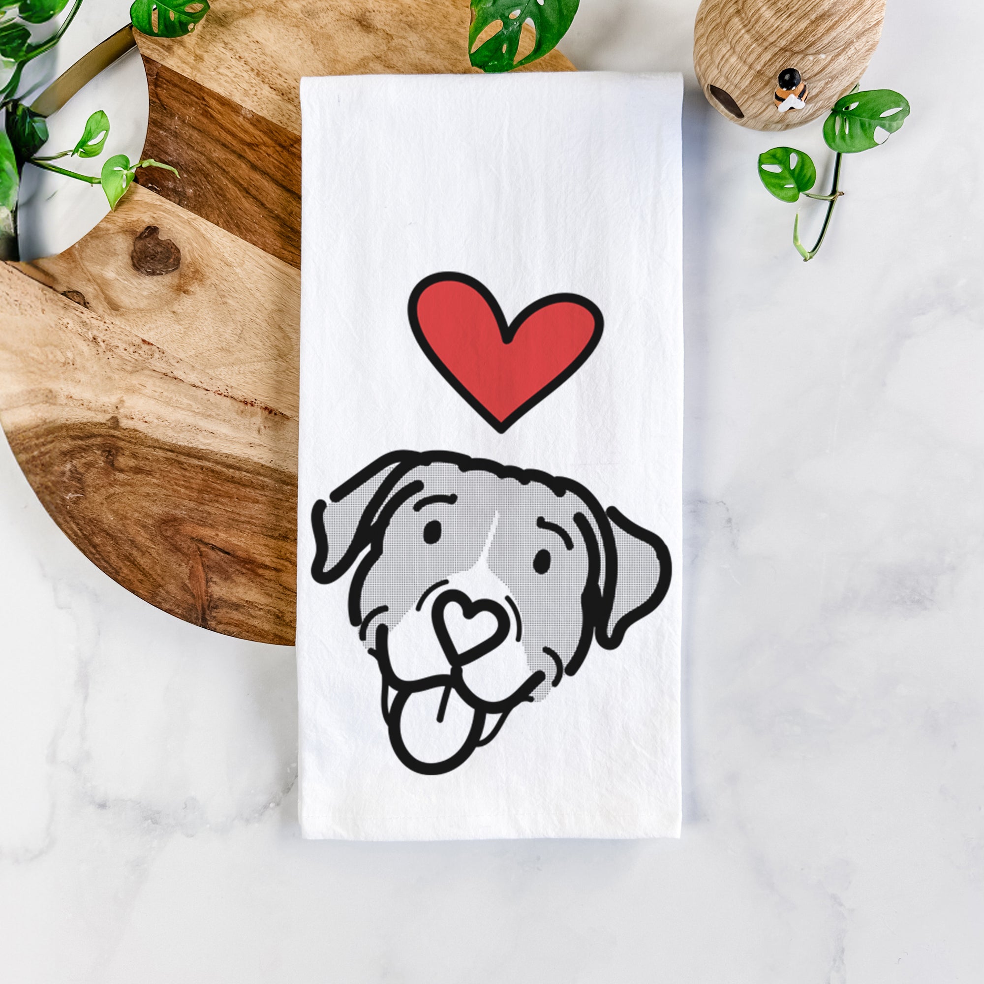 Love Always Pitbull Mix - Shadow - Tea Towel