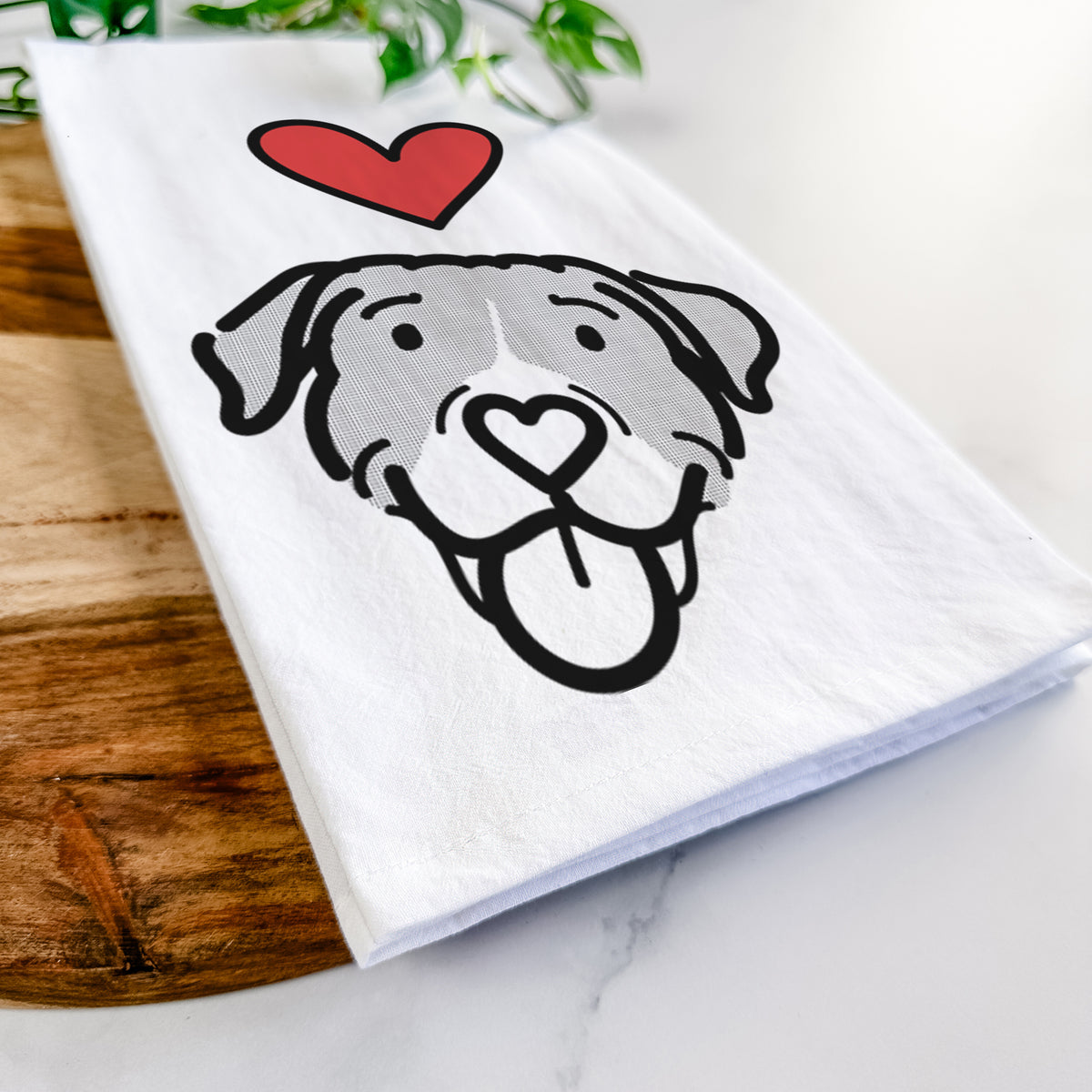 Love Always Pitbull Mix - Shadow - Tea Towel