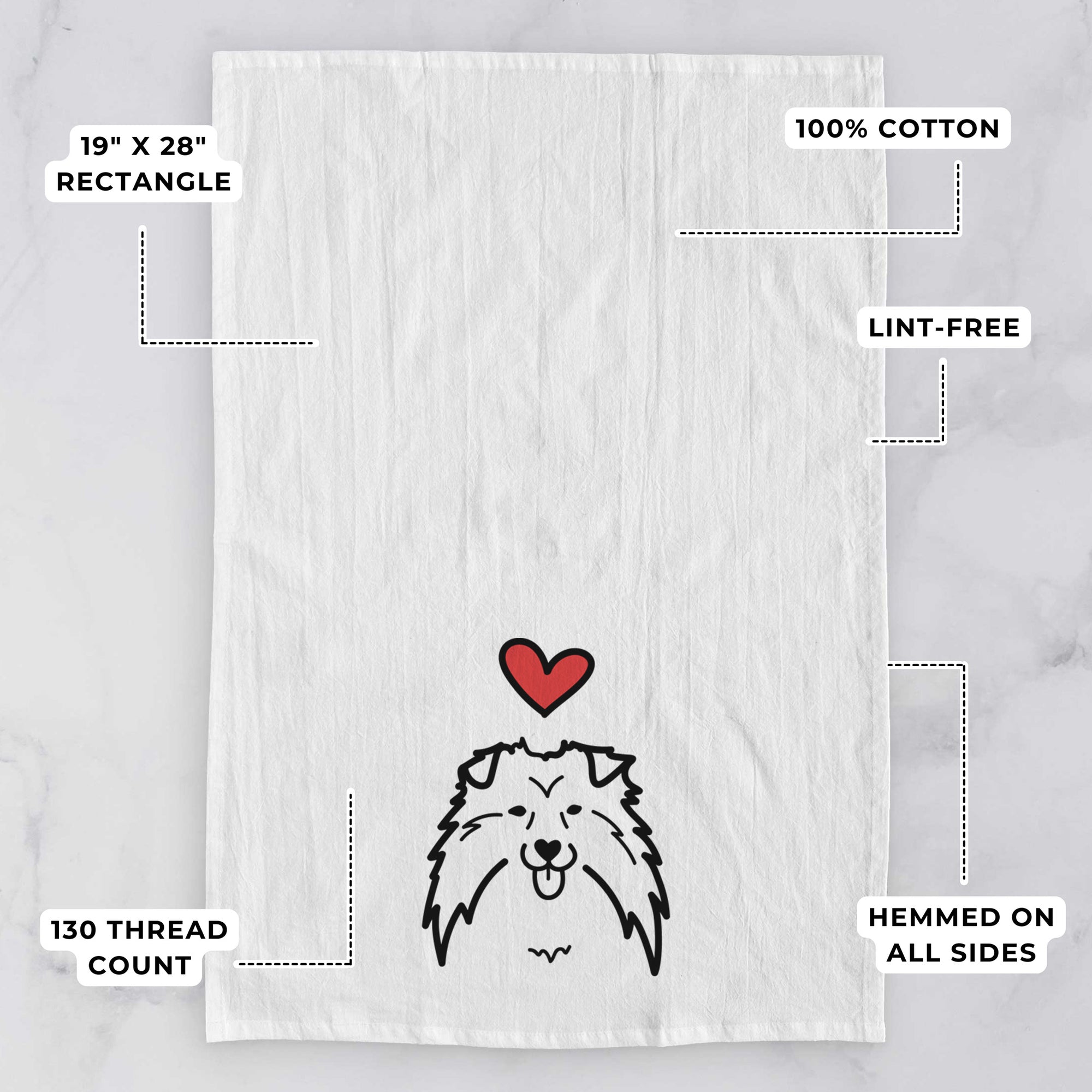 Love Always Shetland Sheepdog - Tea Towel