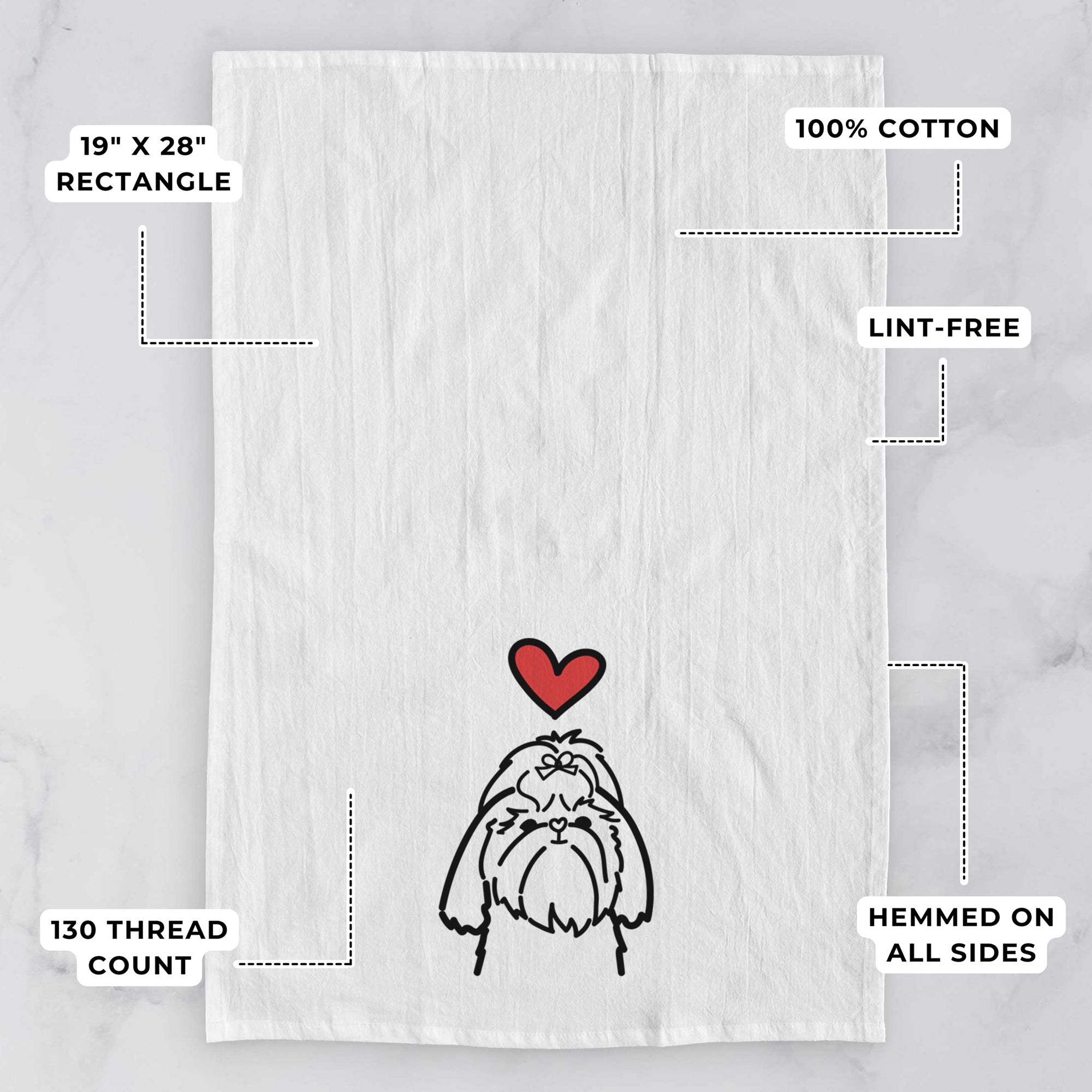 Love Always Shih Tzu - Tea Towel