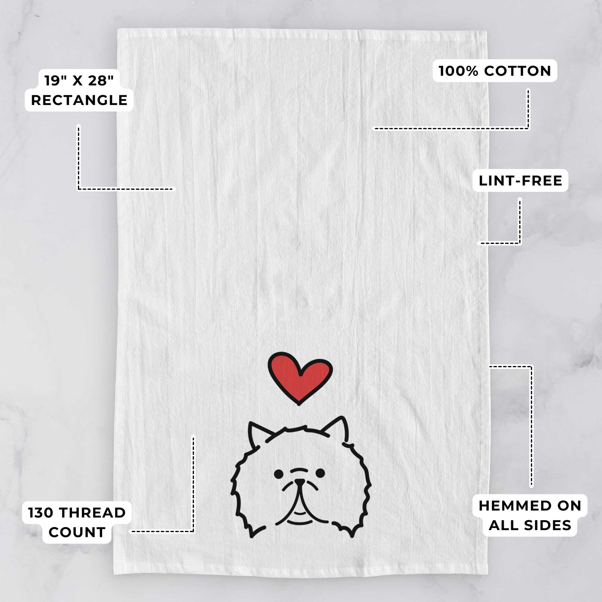 Love Always Persian Cat - Smoosh - Tea Towel