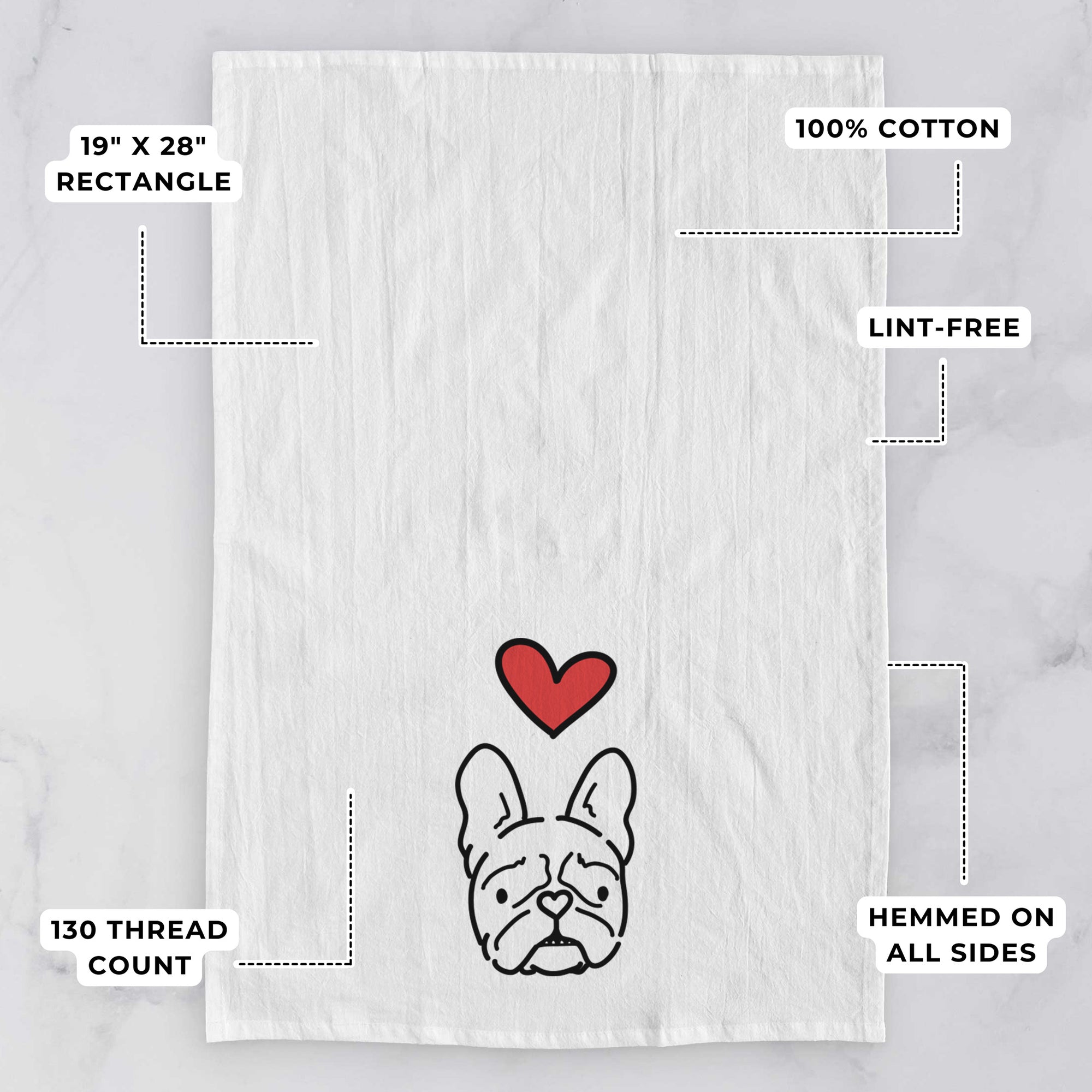 Love Always French Bulldog - Squishy - Tea Towel