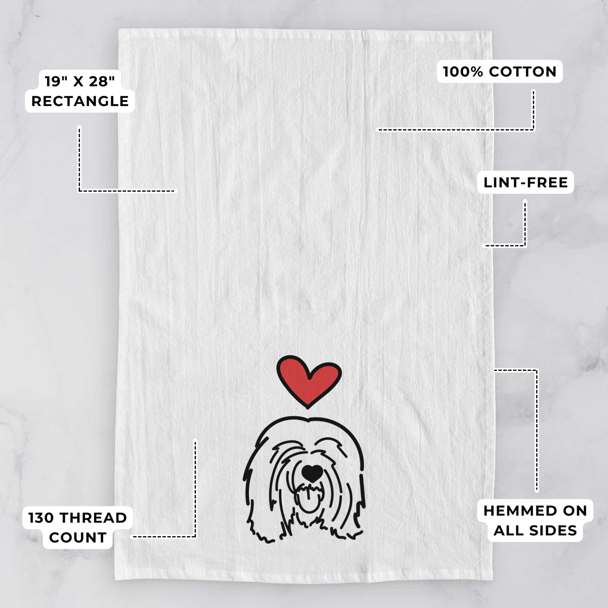 Love Always Tibetan Mastiff - Stan - Tea Towel