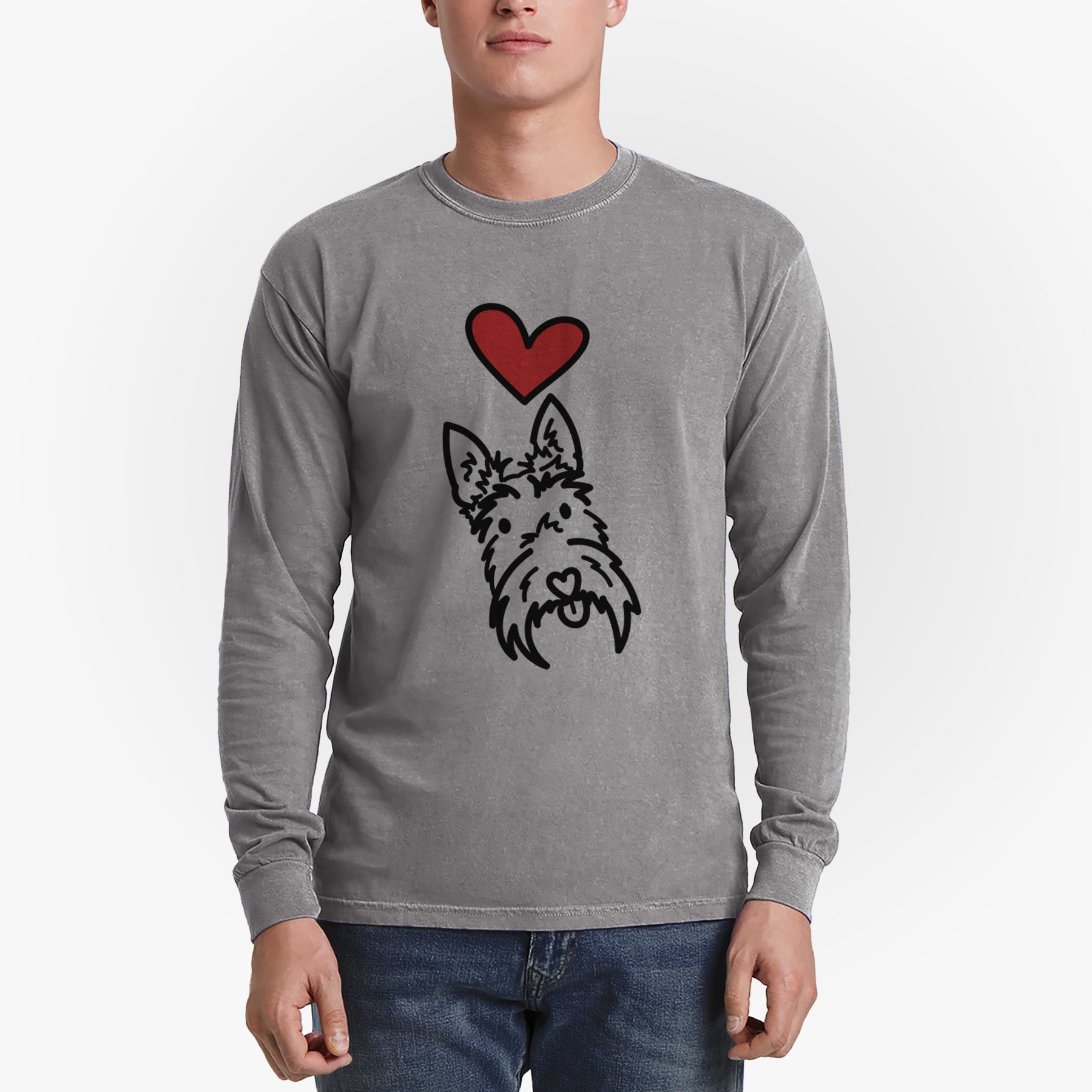 Love Always Scottish Terrier - Thistle - Heavyweight 100% Cotton Long Sleeve