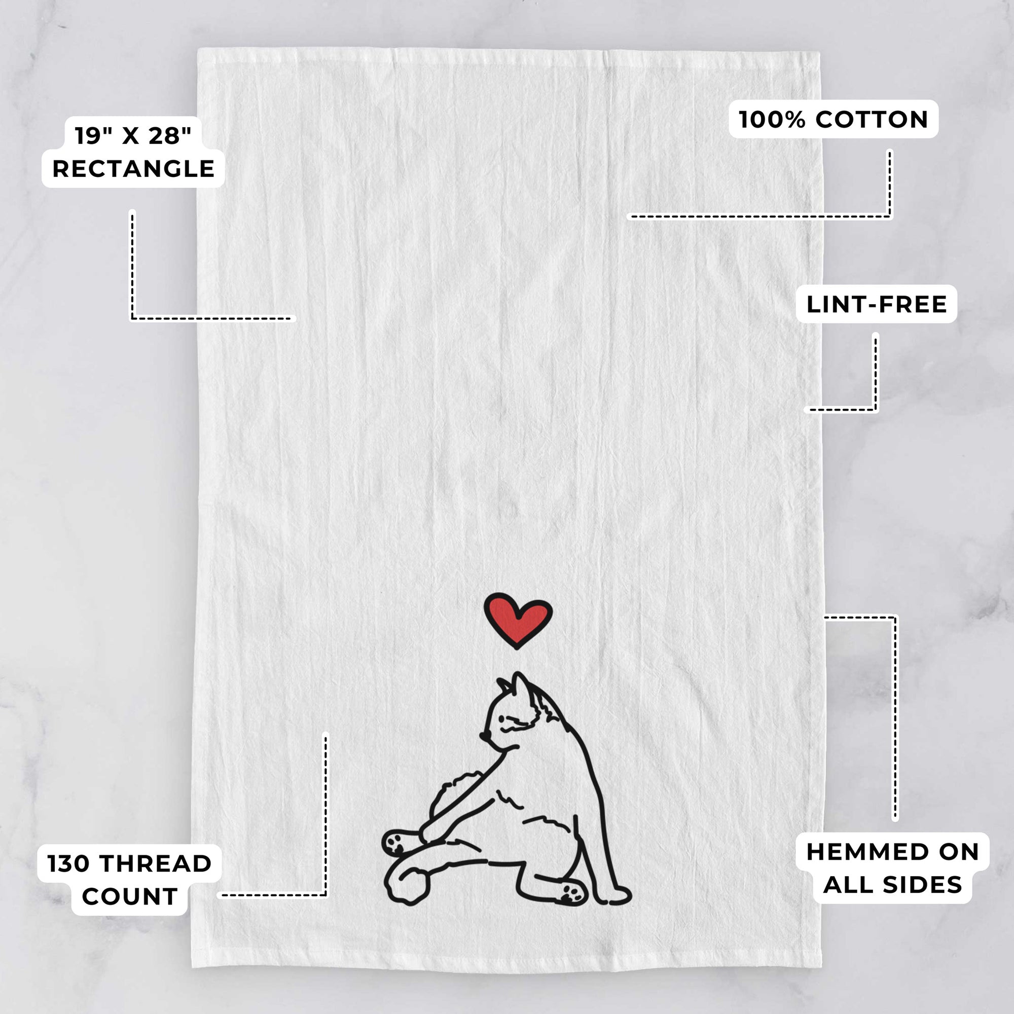 Love Always Cat - Tom - Tea Towel