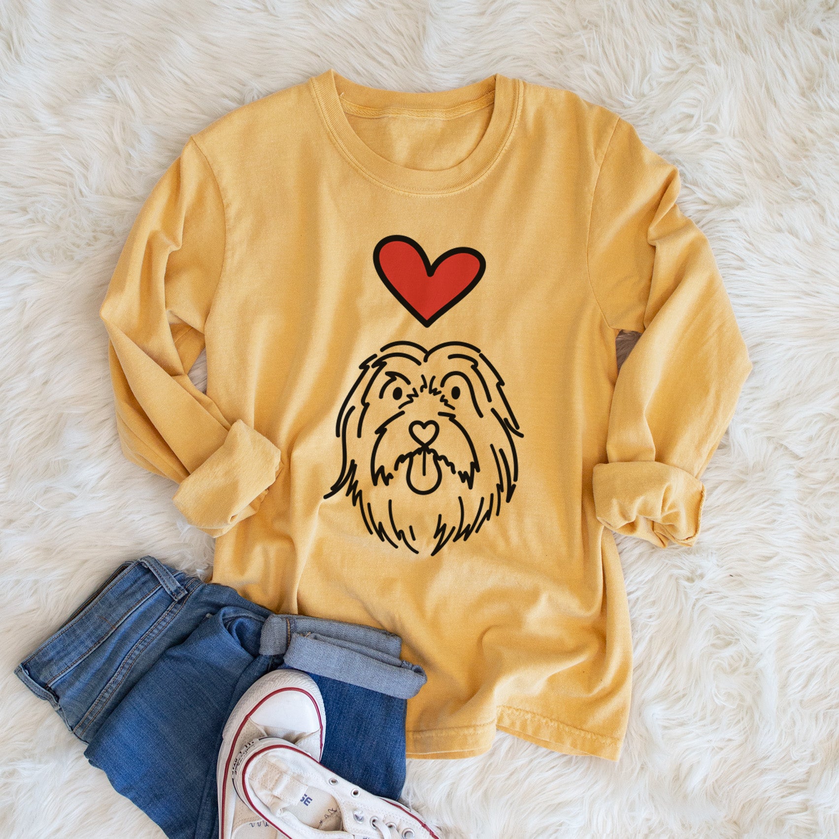 Love Always Bearded Collie - Tucker - Heavyweight 100% Cotton Long Sleeve