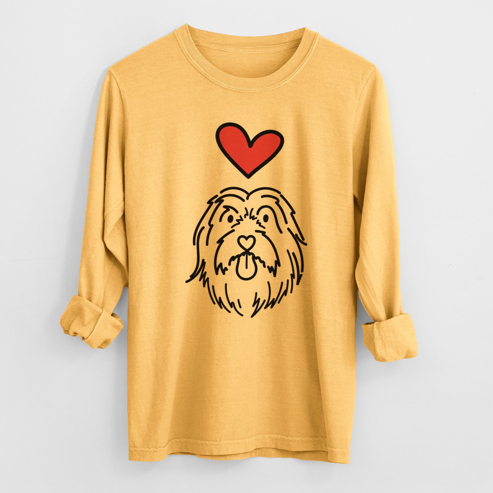 Love Always Bearded Collie - Tucker - Heavyweight 100% Cotton Long Sleeve