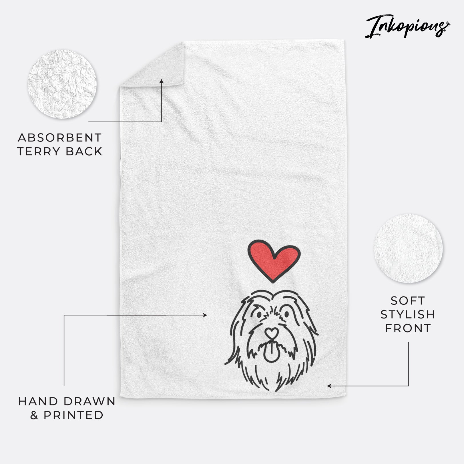 Love Always Bearded Collie - Tucker - Decorative Hand Towel