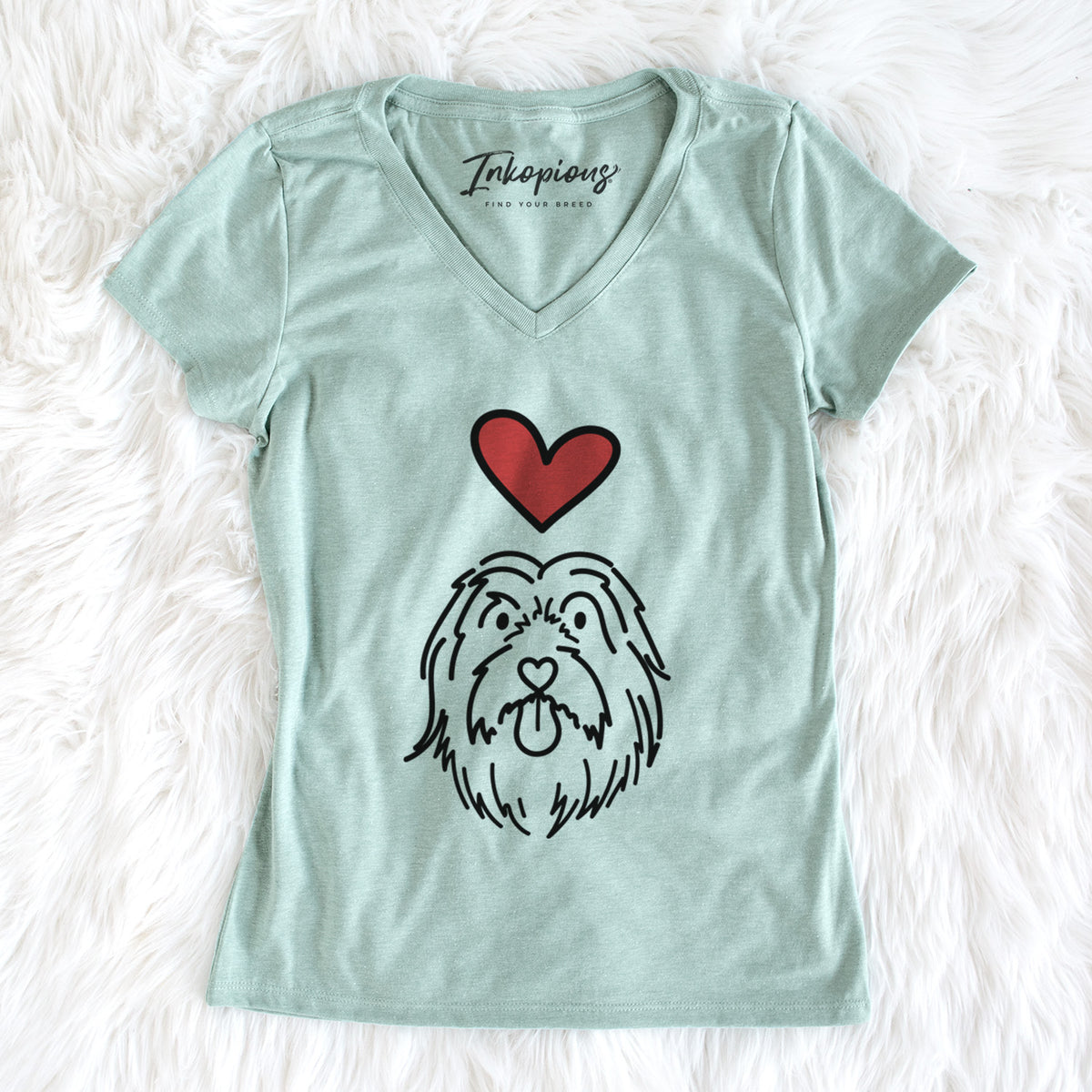 Love Always Bearded Collie - Tucker - Women&#39;s Perfect V-neck Shirt
