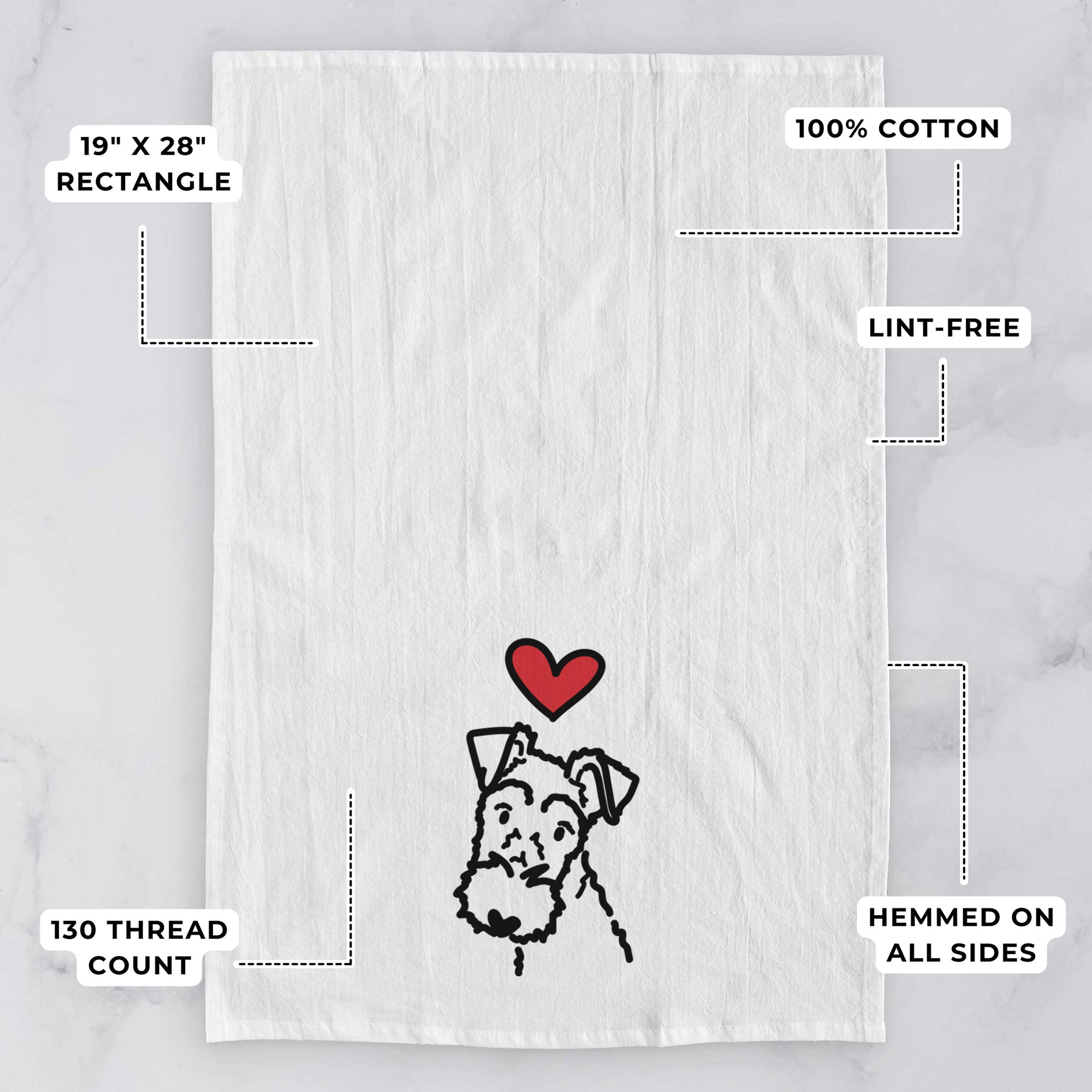 Love Always Wire Fox Terrier - Tea Towel