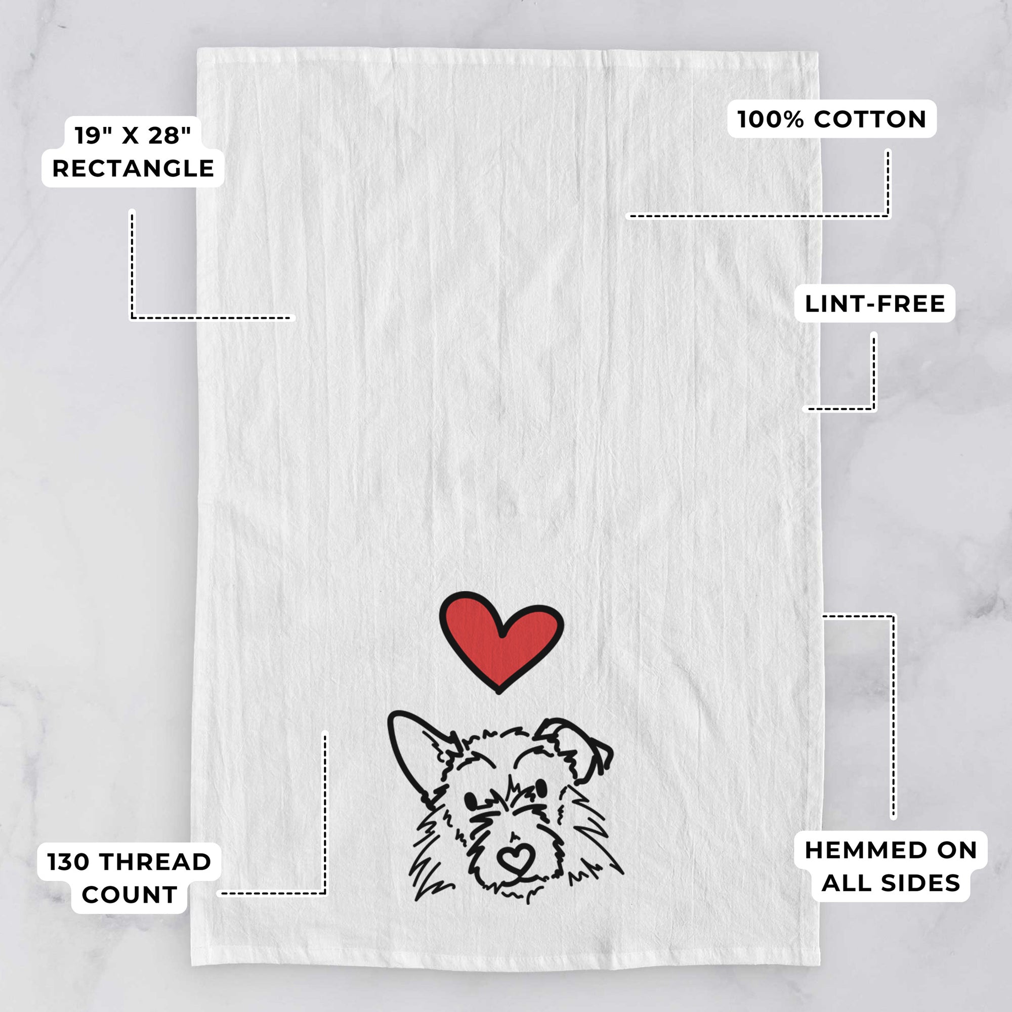 Love Always Terrier Mix - Ziggy - Tea Towel