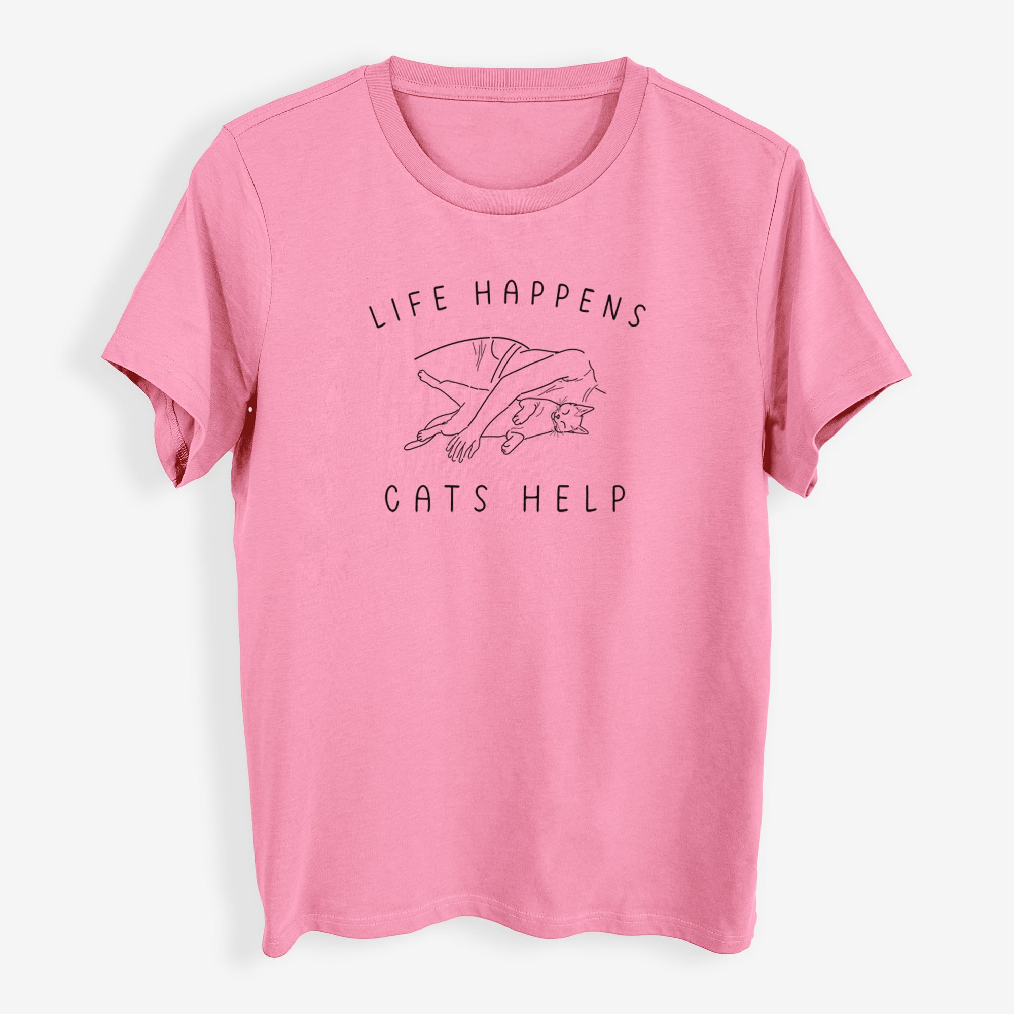 Life Happens Cats Help - Shorthair Cat - Womens Everyday Maple Tee