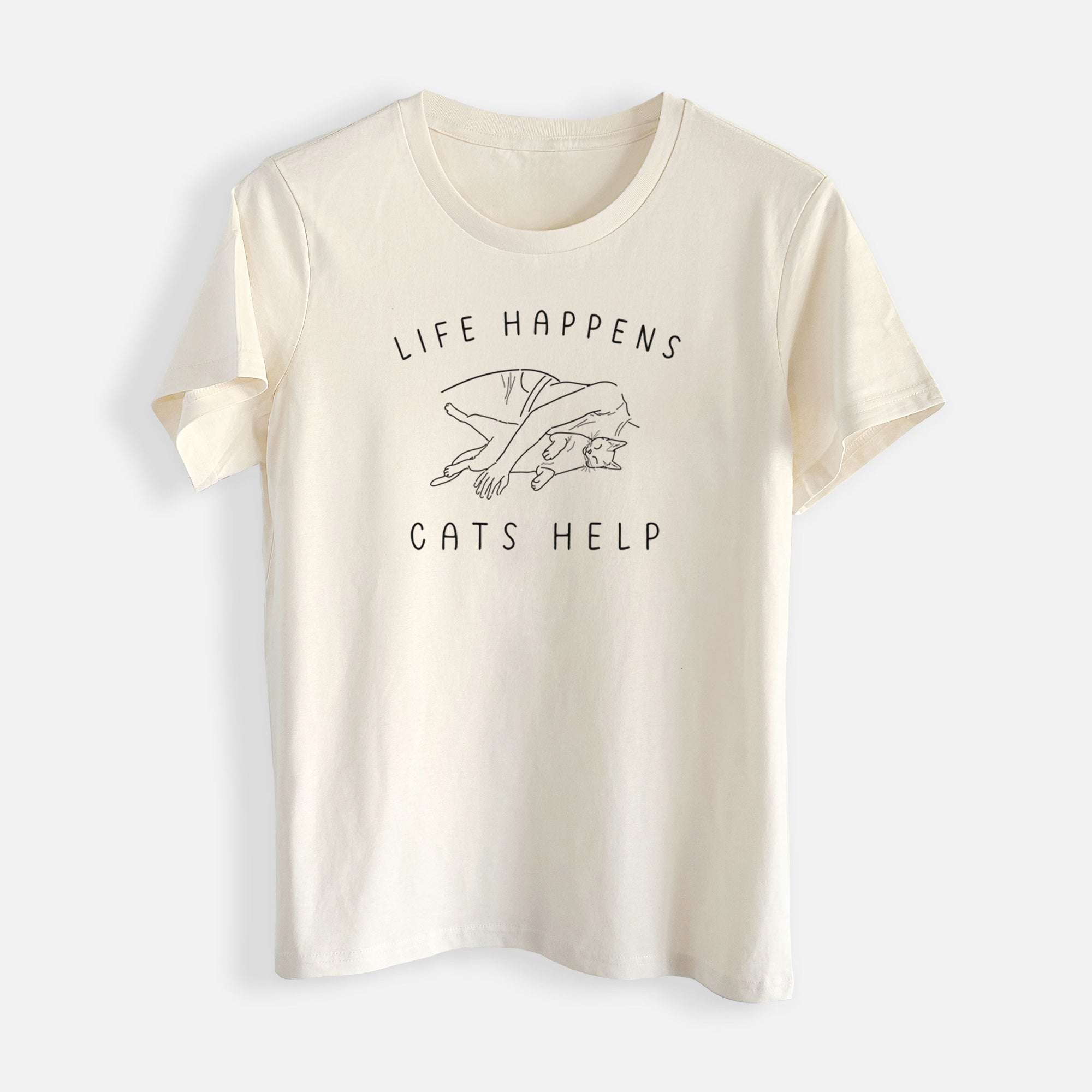 Life Happens Cats Help - Shorthair Cat - Womens Everyday Maple Tee