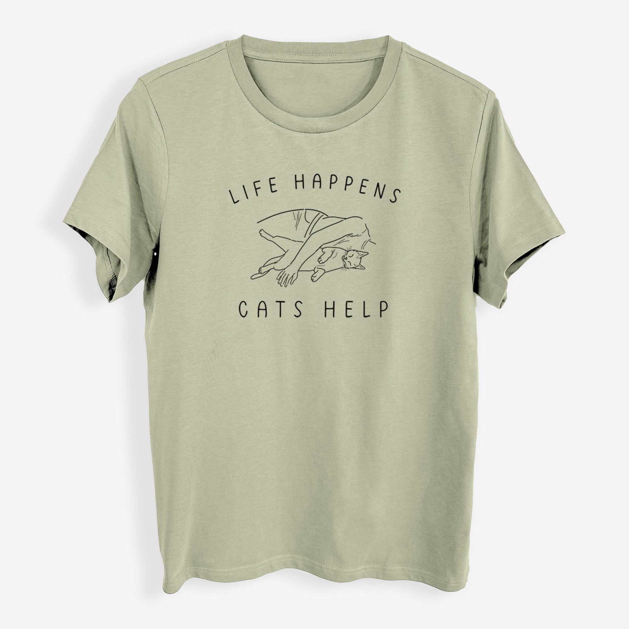 Life Happens Cats Help - Shorthair Cat - Womens Everyday Maple Tee