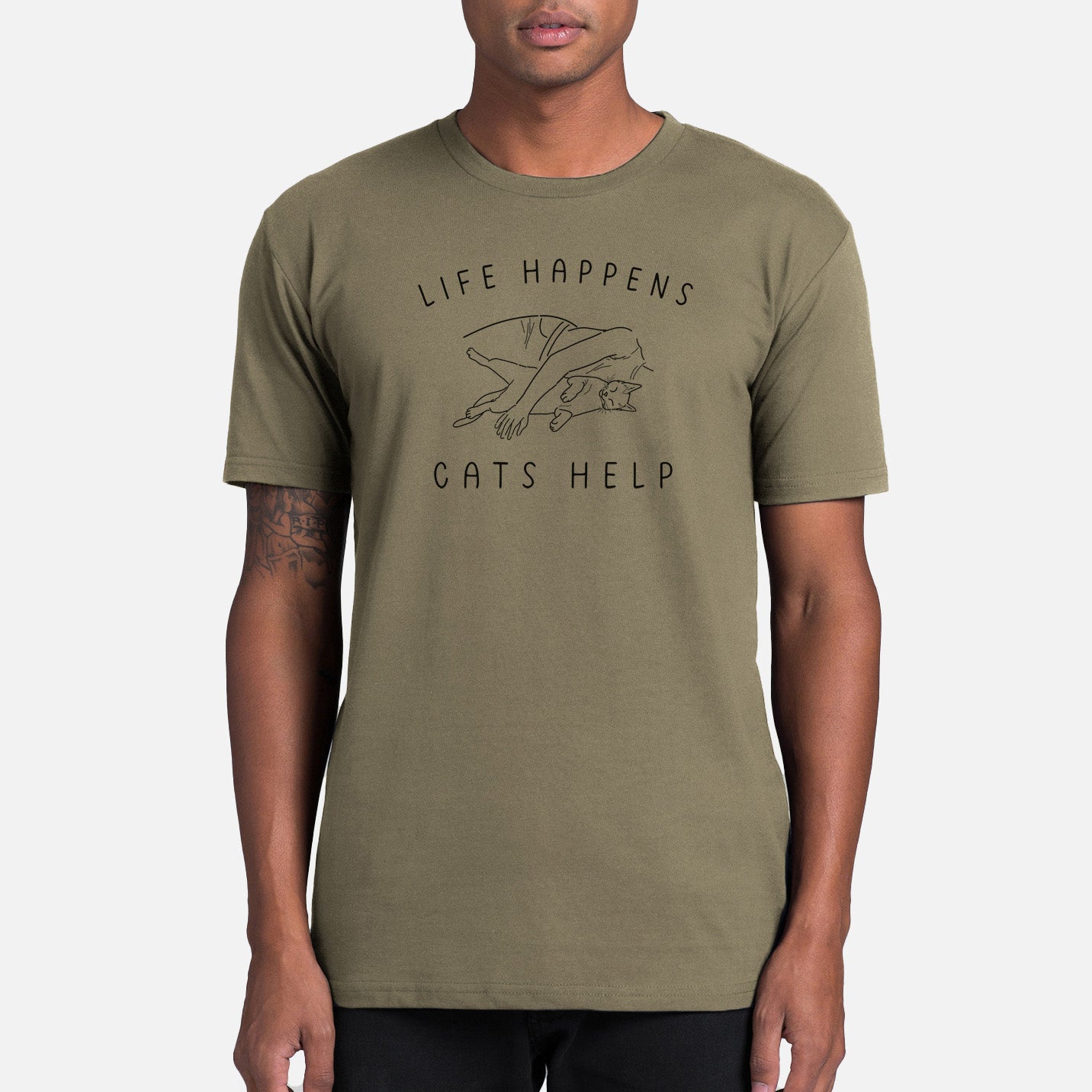 Life Happens Cats Help - Shorthair Cat - Mens Everyday Staple Tee