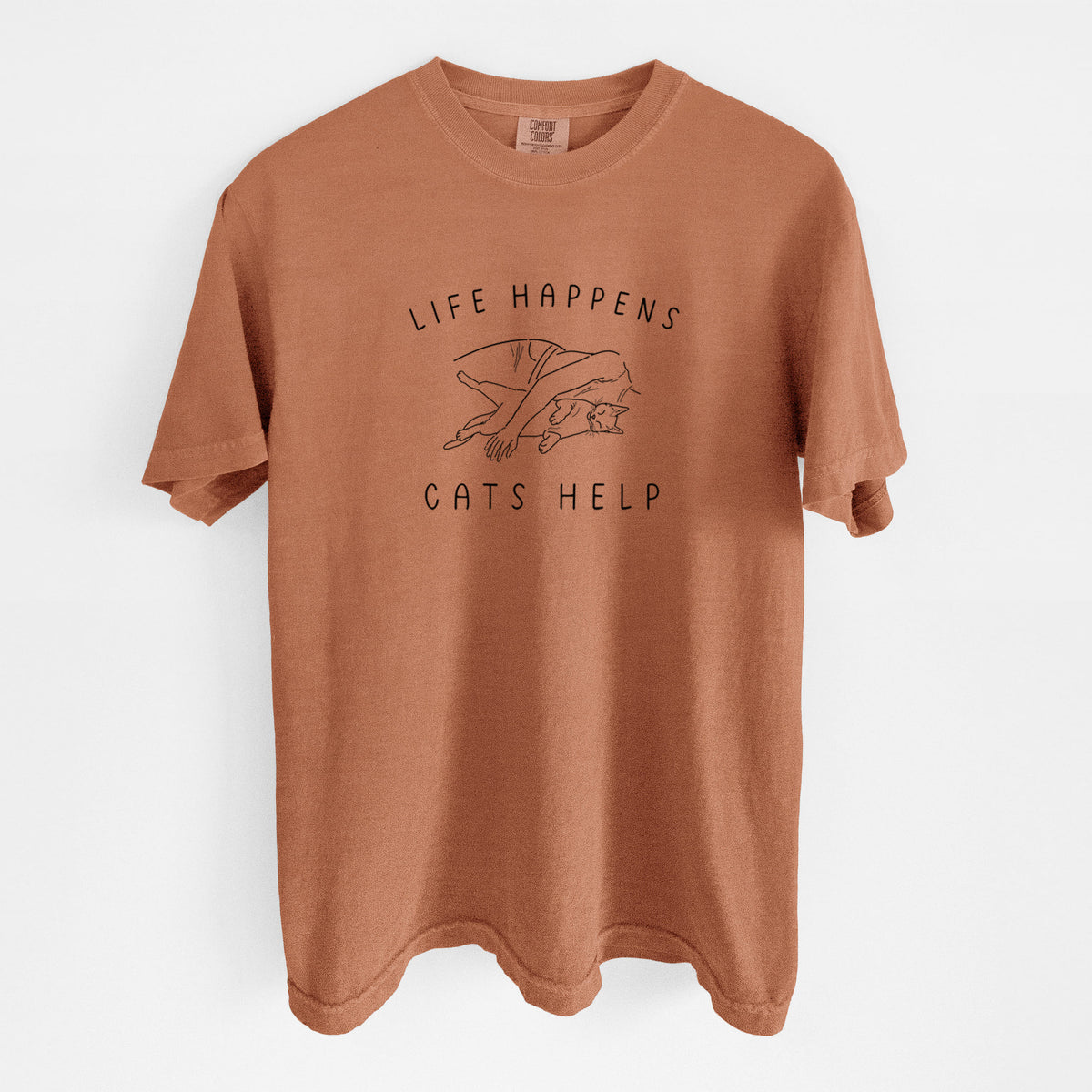 Life Happens Cats Help - Shorthair Cat - Unisex Comfort Colors Garment-Dyed Heavyweight T-shirt in Yam
