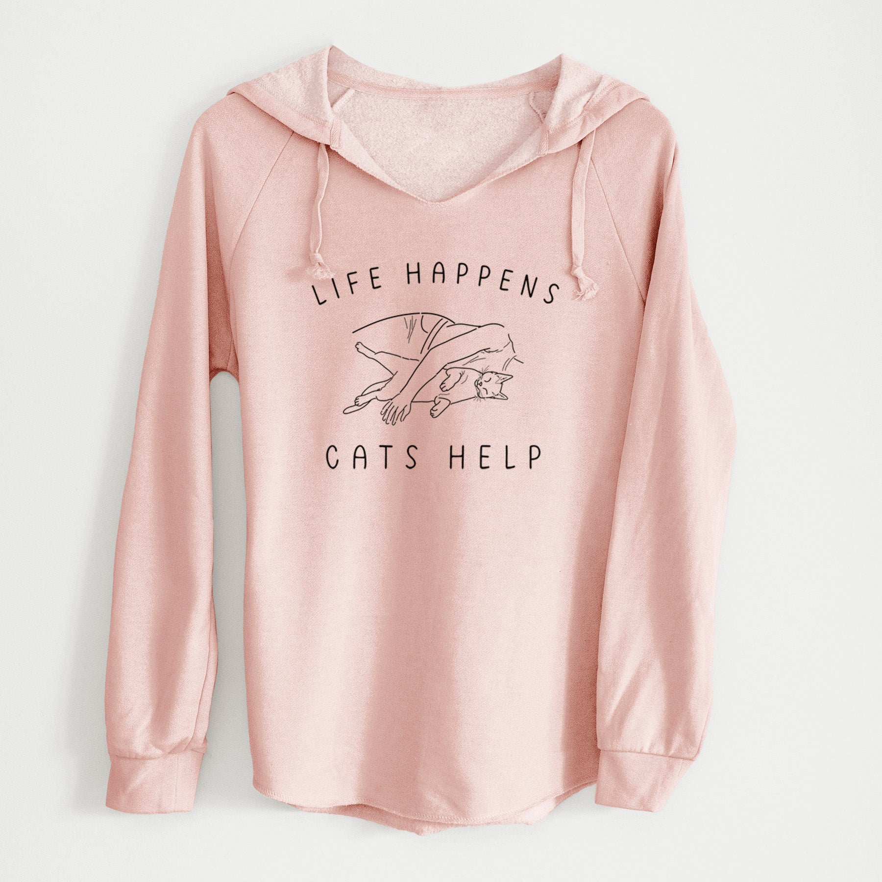 Life Happens Cats Help - Shorthair Cat - Cali Wave Hooded Sweatshirt