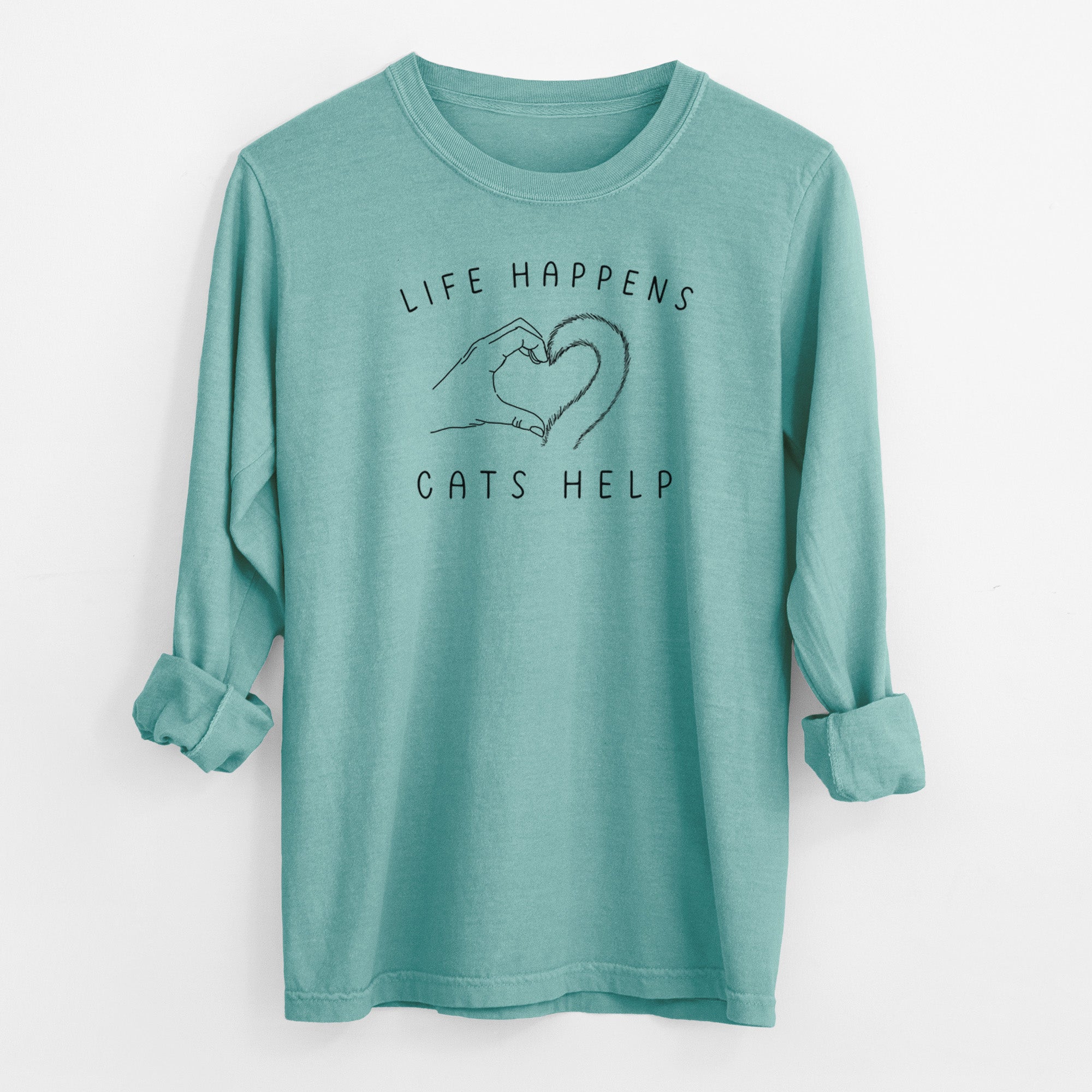 Life Happens Cats Help - Men's Heavyweight 100% Cotton Long Sleeve