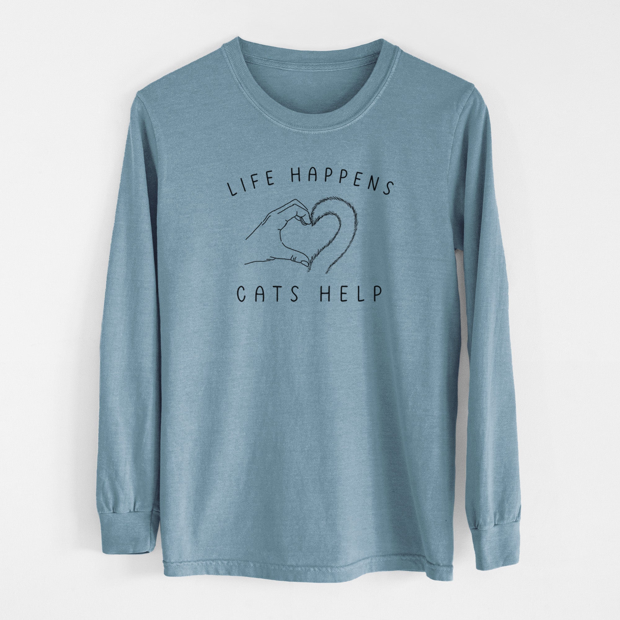 Life Happens Cats Help - Men's Heavyweight 100% Cotton Long Sleeve