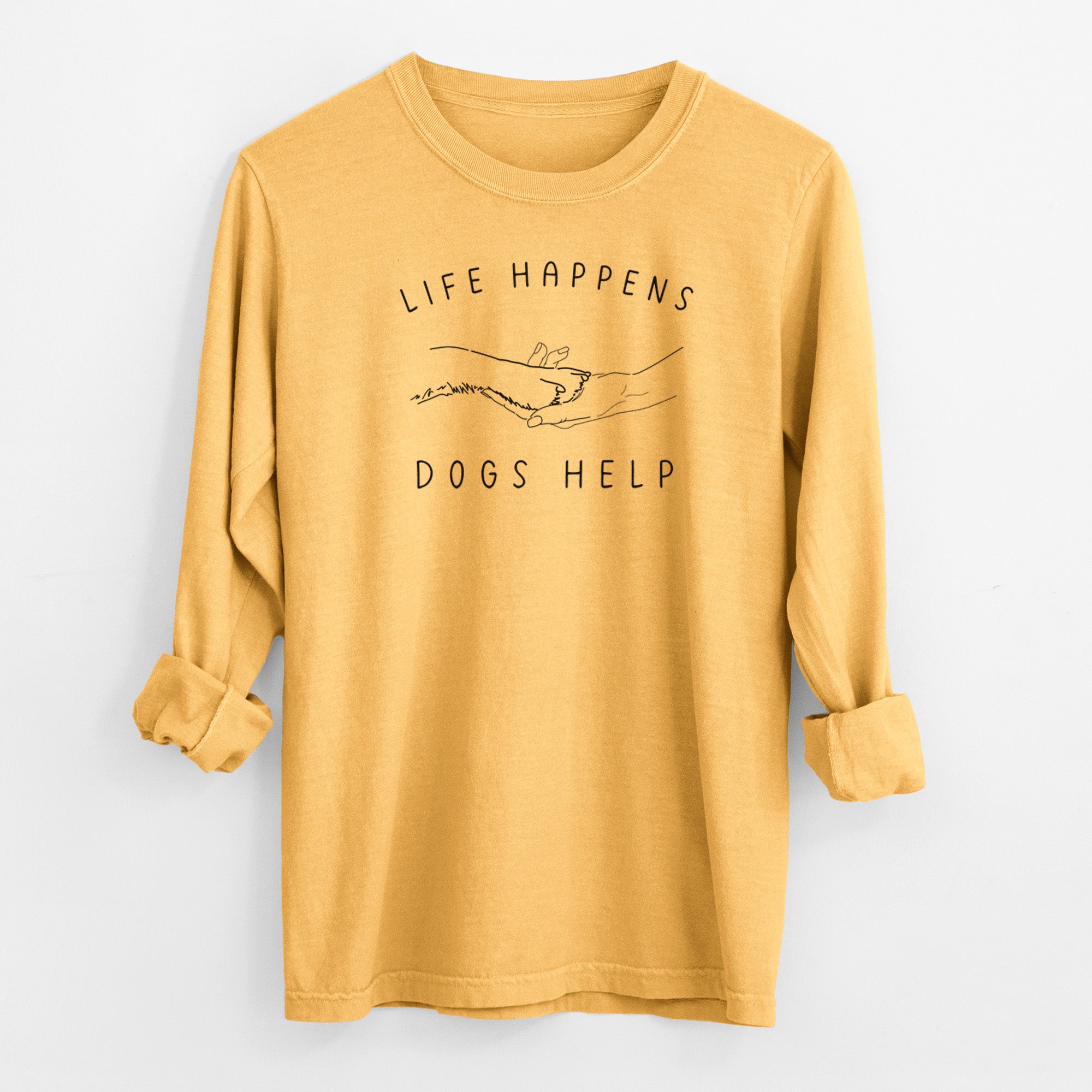 Life Happens Dogs Help - Paw - Men's Heavyweight 100% Cotton Long Sleeve