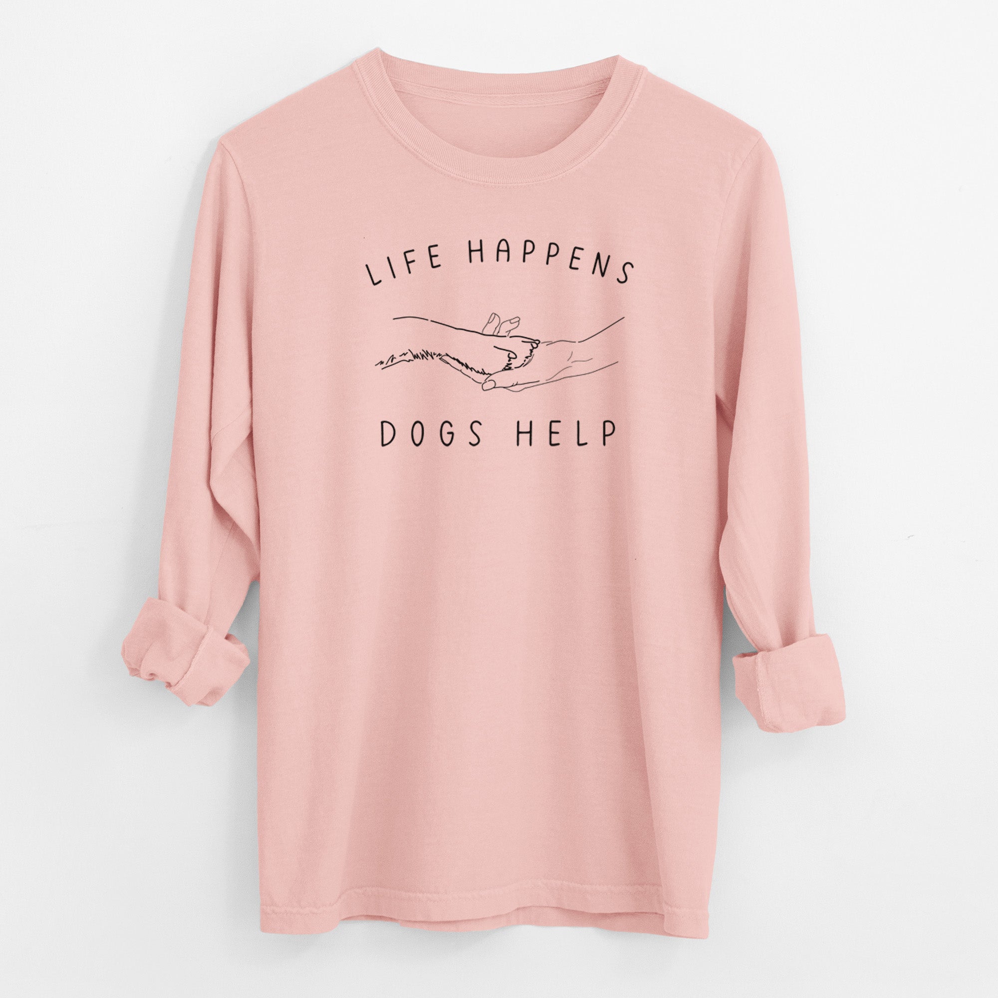 Life Happens Dogs Help - Paw - Men's Heavyweight 100% Cotton Long Sleeve