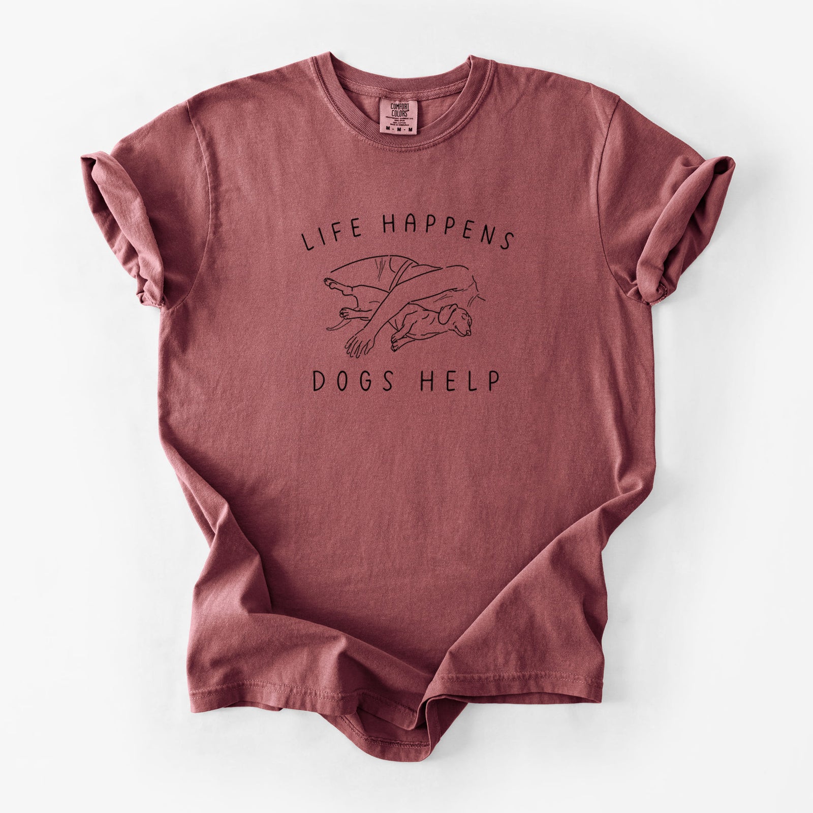 Life Happens Dogs Help - Dachshund - Unisex Comfort Colors Garment-Dyed Heavyweight T-shirt in Brick