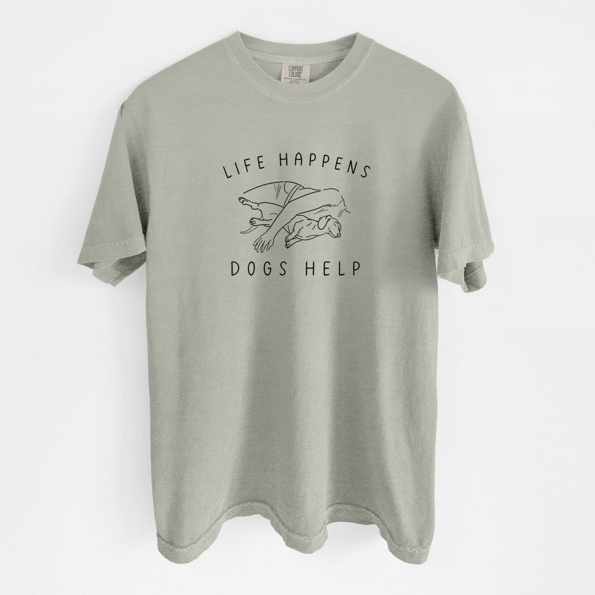 Life Happens Dogs Help - Dachshund - Unisex Comfort Colors Garment-Dyed Heavyweight T-shirt in Sandstone