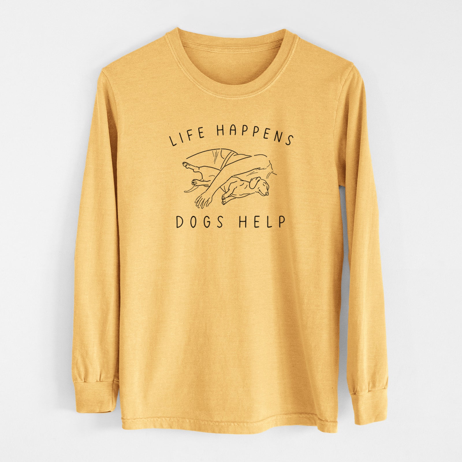 Life Happens Dogs Help - Dachshund - Men's Heavyweight 100% Cotton Long Sleeve