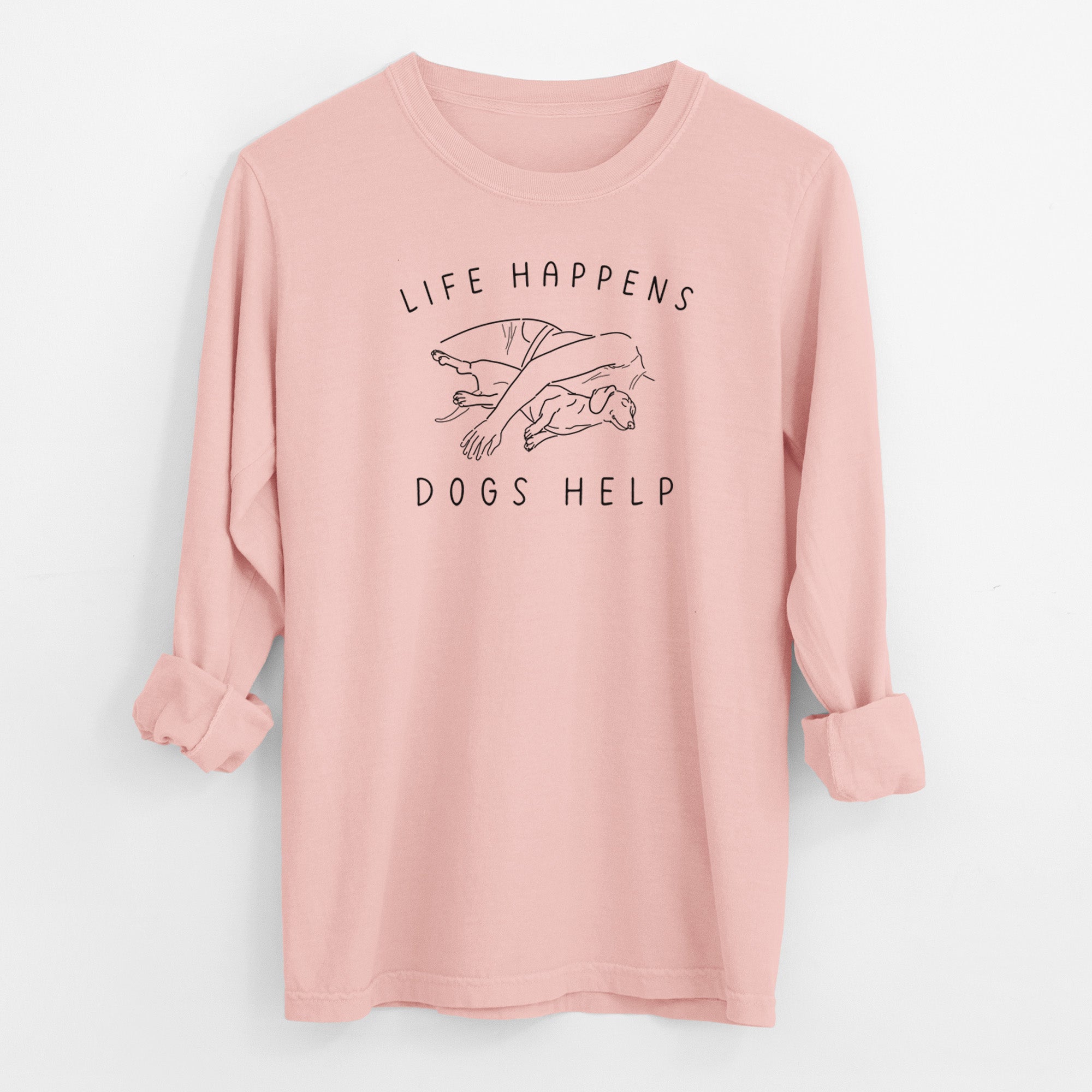 Life Happens Dogs Help - Dachshund - Men's Heavyweight 100% Cotton Long Sleeve