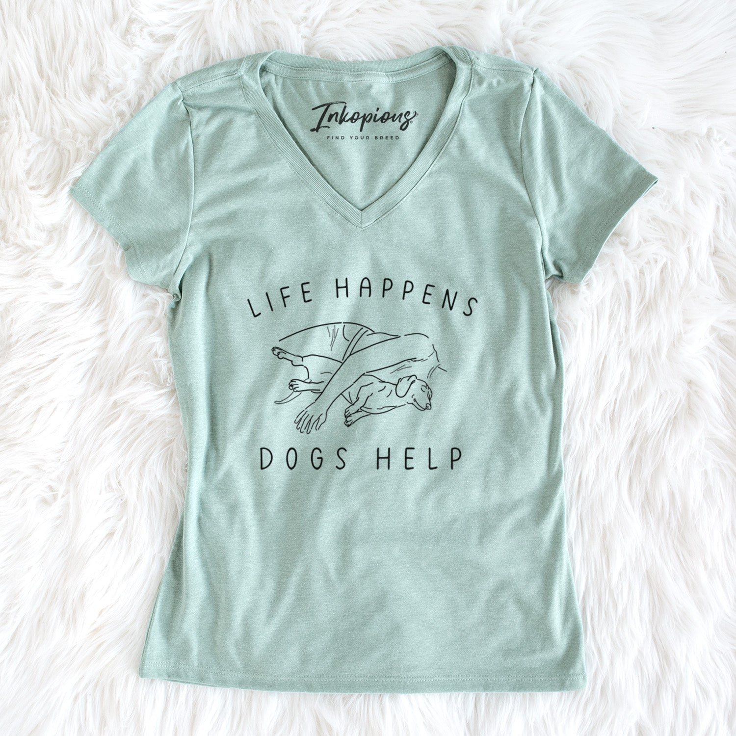 Life Happens Dogs Help - Dachshund - Women's Perfect V-neck Shirt