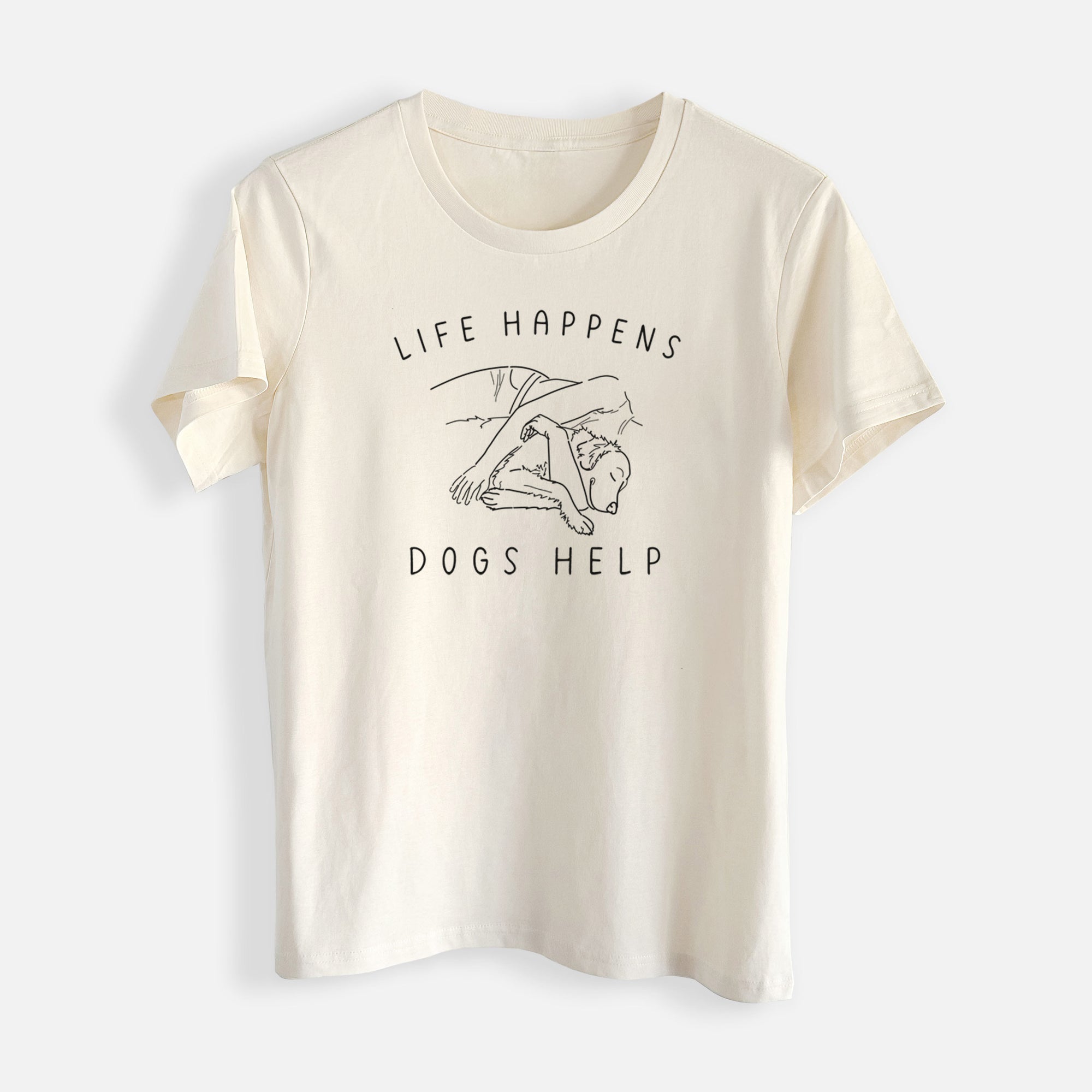 Life Happens Dogs Help - Golden Retriever - Womens Everyday Maple Tee