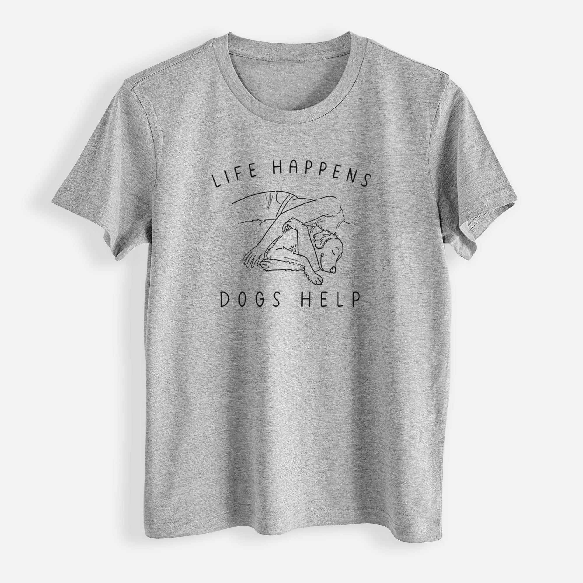 Life Happens Dogs Help - Golden Retriever - Womens Everyday Maple Tee