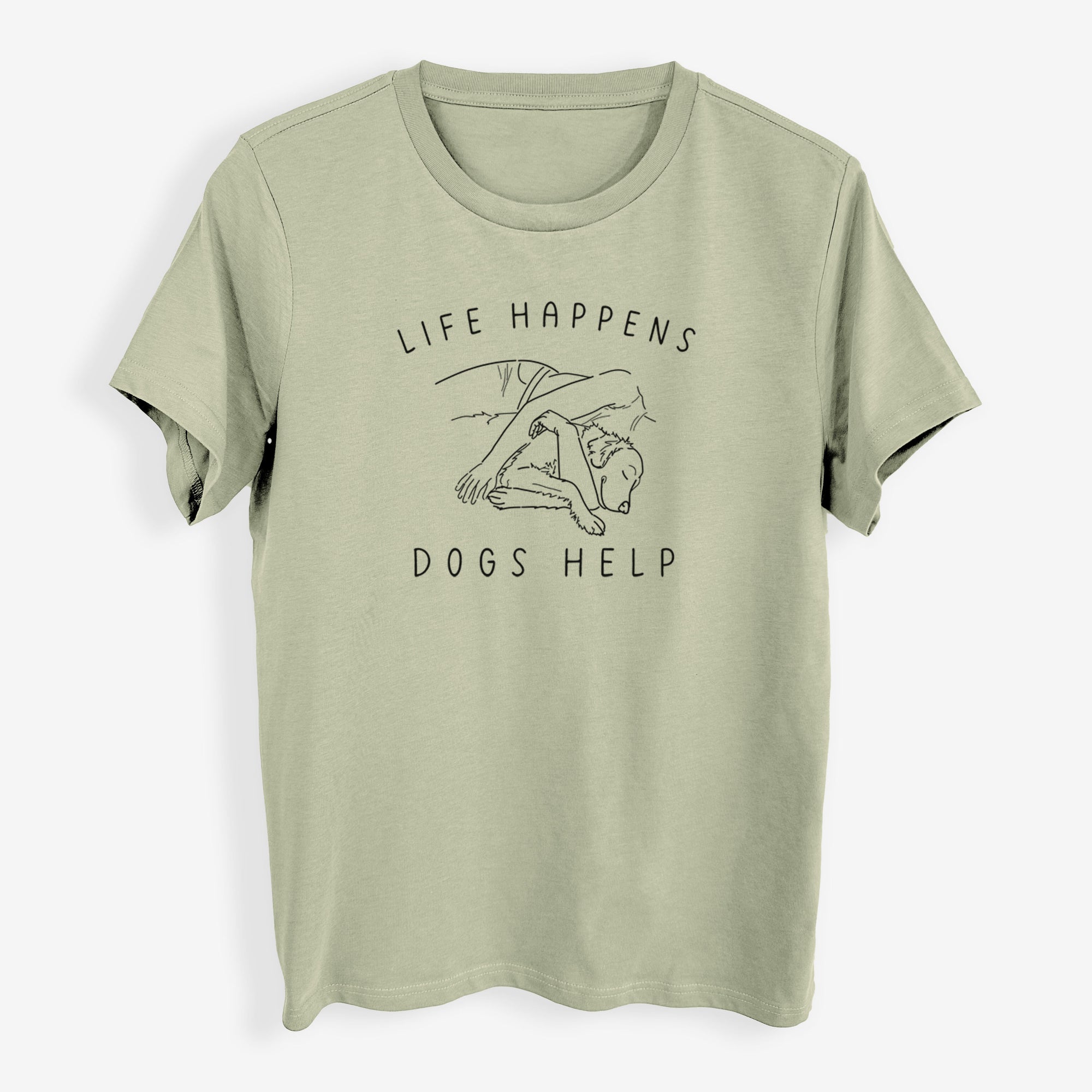 Life Happens Dogs Help - Golden Retriever - Womens Everyday Maple Tee