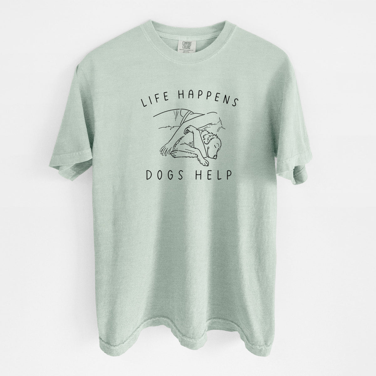 Life Happens Dogs Help - Golden Retriever - Unisex Comfort Colors Garment-Dyed Heavyweight T-shirt in Bay