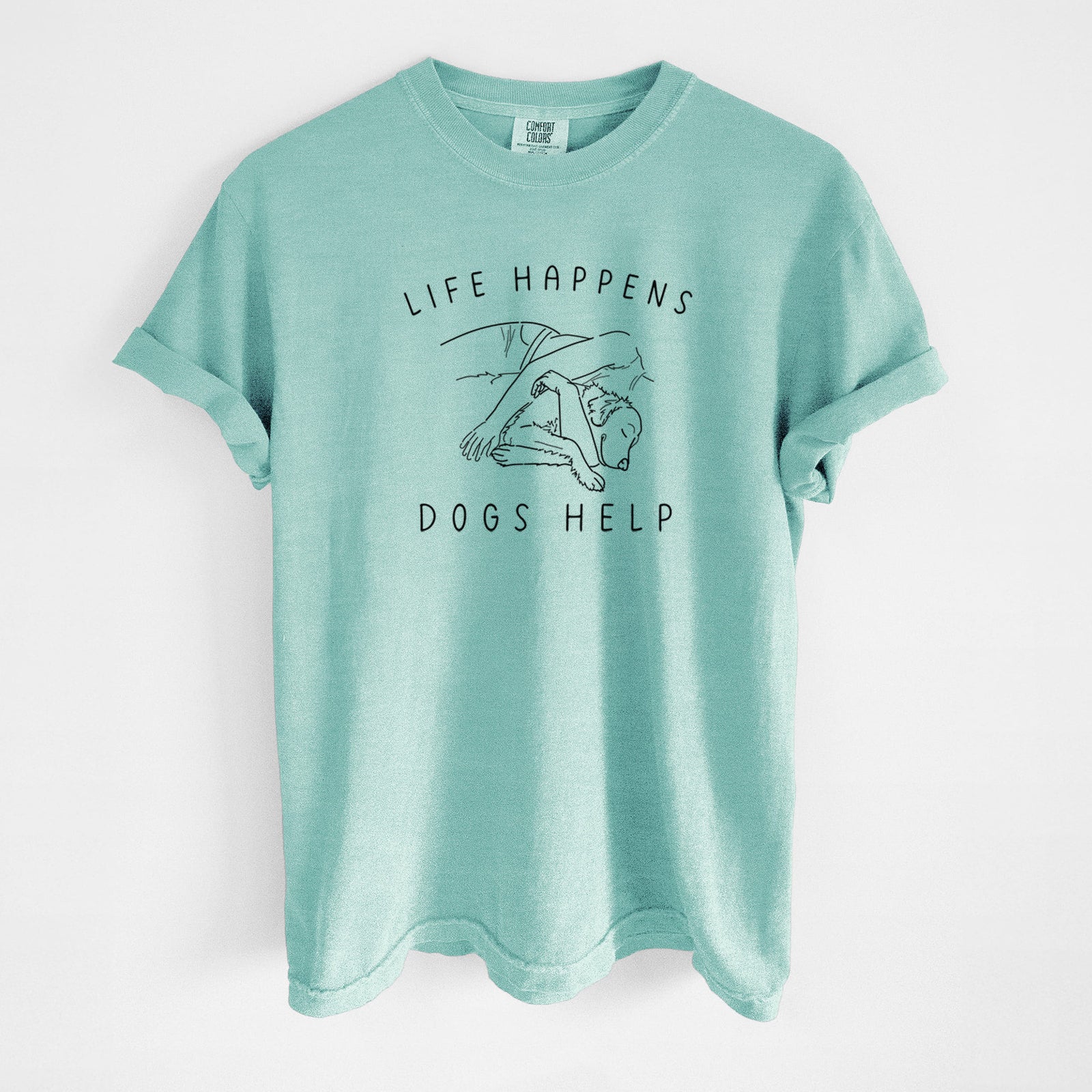 Life Happens Dogs Help - Golden Retriever - Unisex Comfort Colors Garment-Dyed Heavyweight T-shirt in Chalky Mint