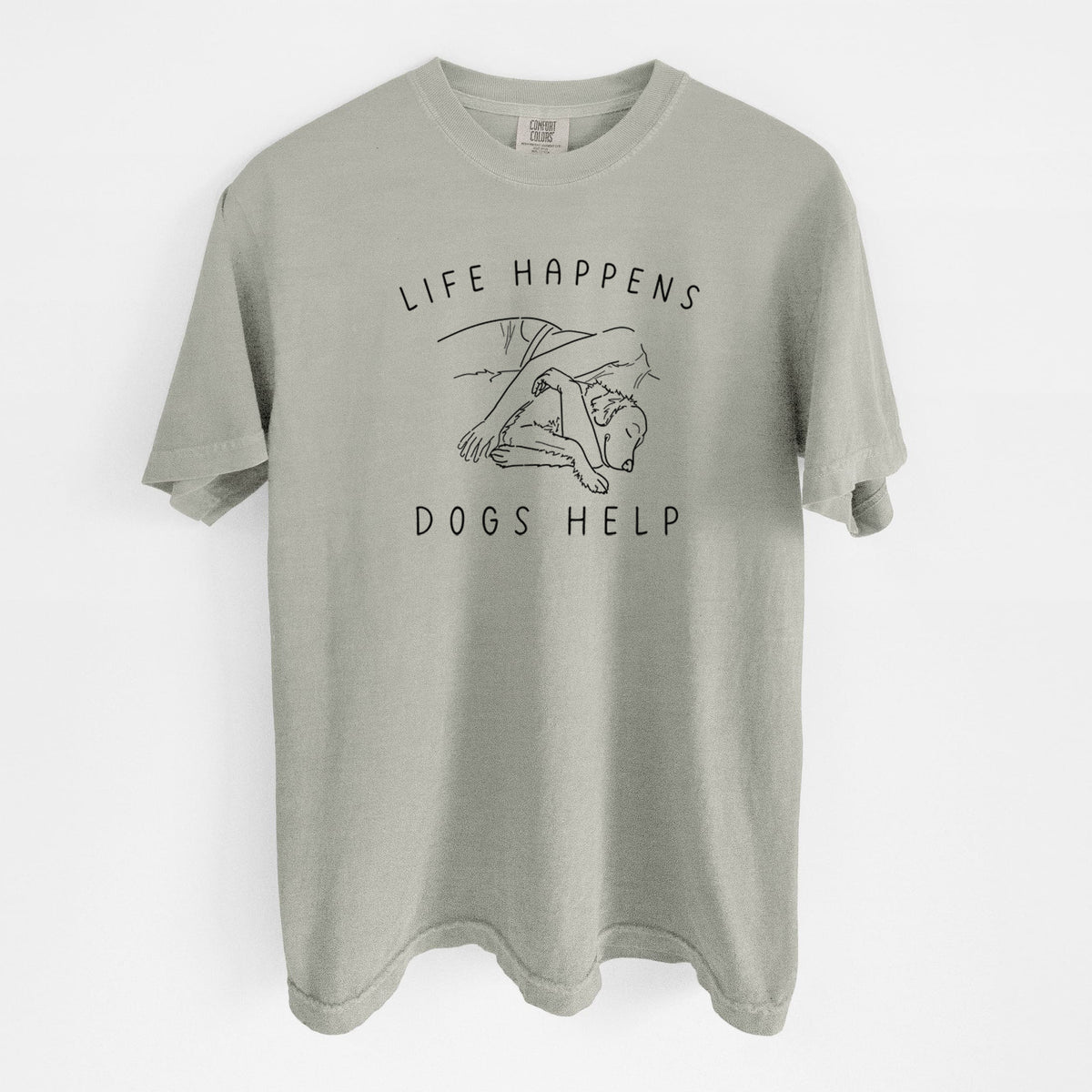 Life Happens Dogs Help - Golden Retriever - Unisex Comfort Colors Garment-Dyed Heavyweight T-shirt in Sandstone