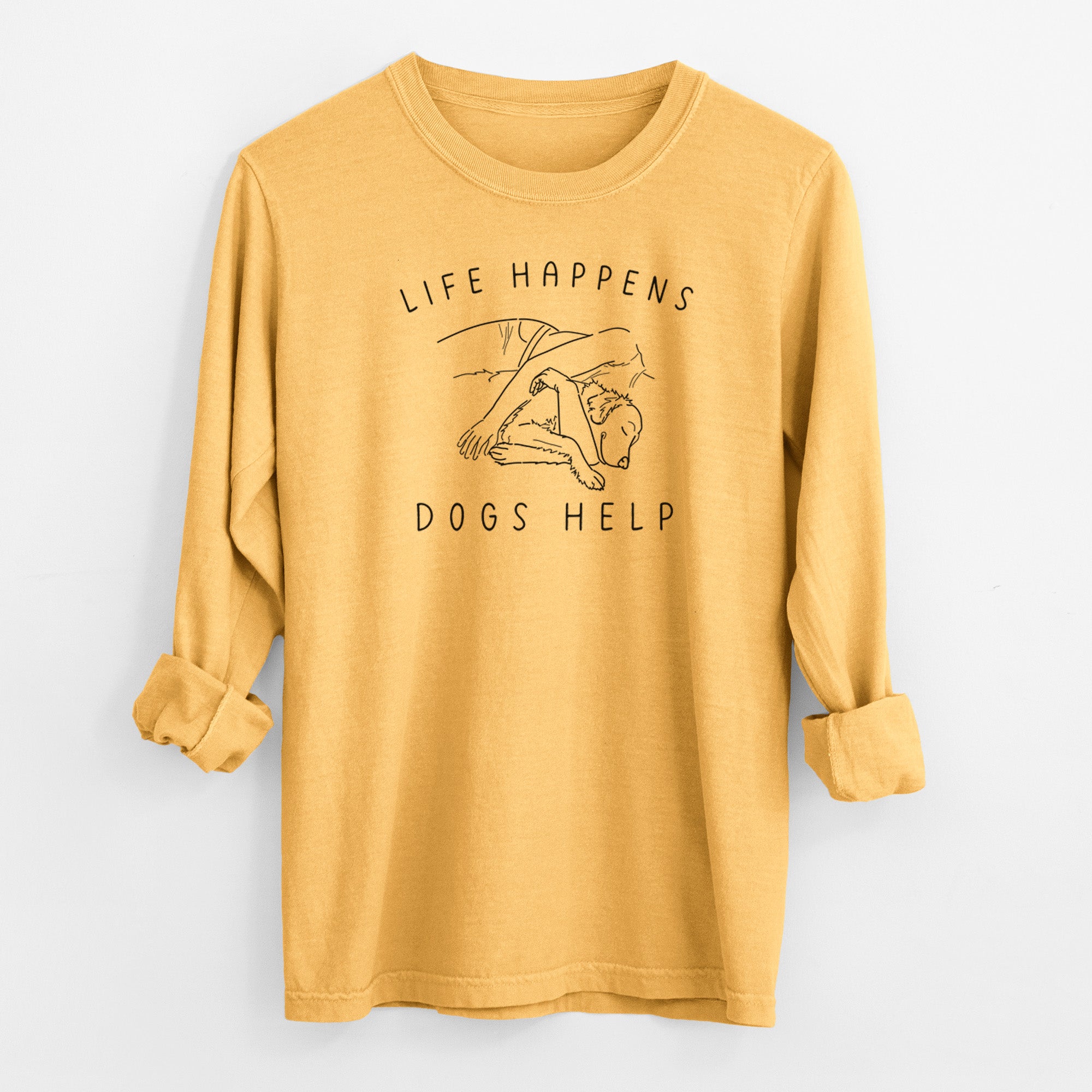 Life Happens Dogs Help - Golden Retriever - Men's Heavyweight 100% Cotton Long Sleeve