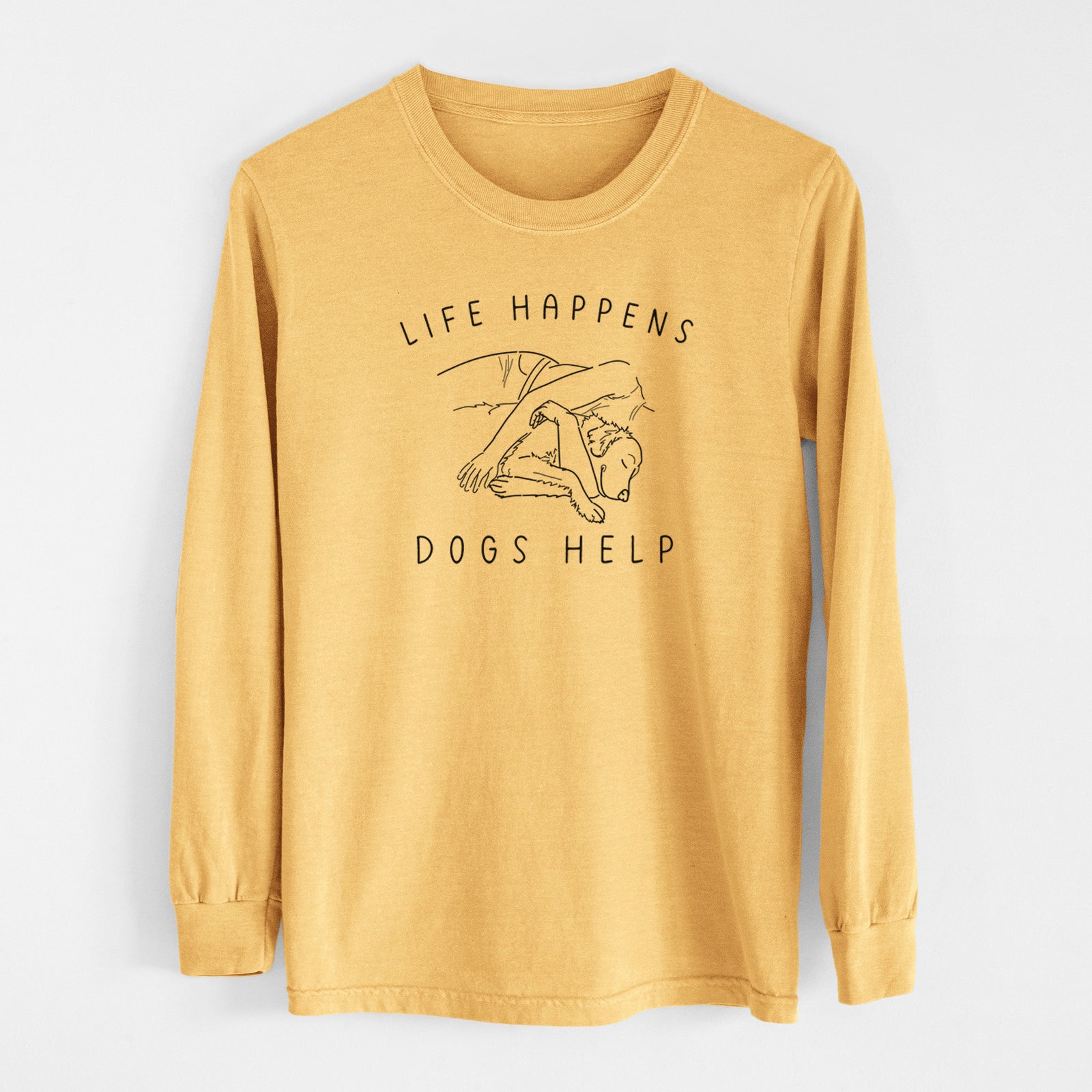 Life Happens Dogs Help - Golden Retriever - Men's Heavyweight 100% Cotton Long Sleeve