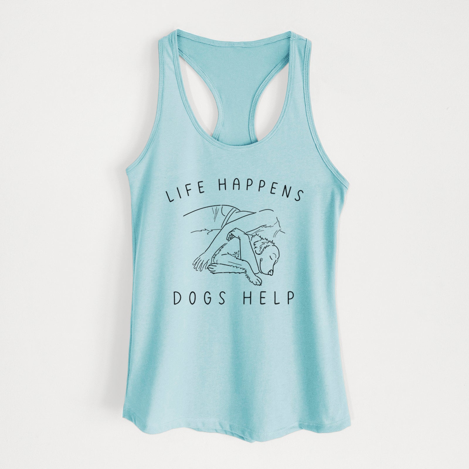 Life Happens Dogs Help - Golden Retriever - Women's Racerback Tanktop