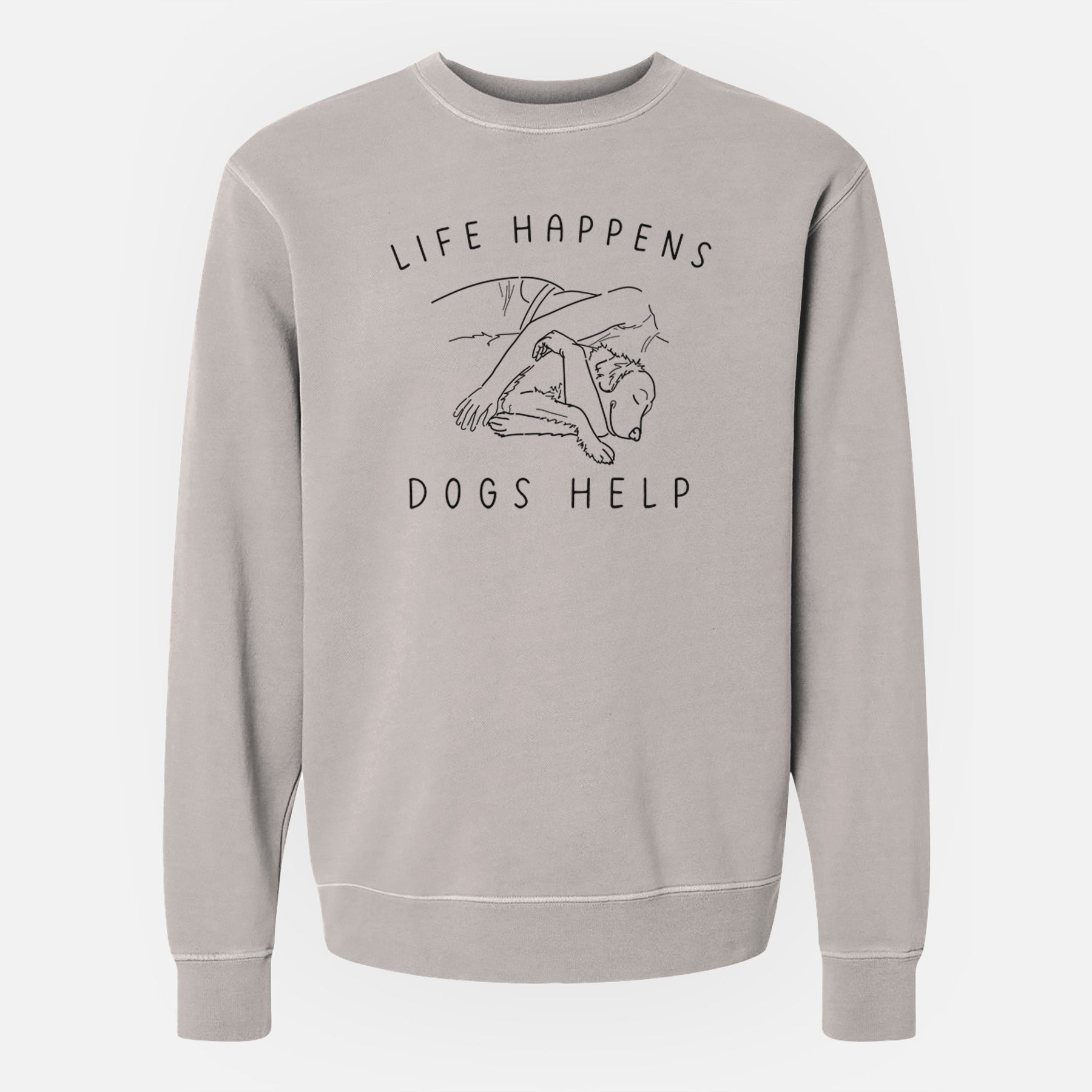 Life Happens Dogs Help - Golden Retriever - Unisex Pigment Dyed Crew Sweatshirt