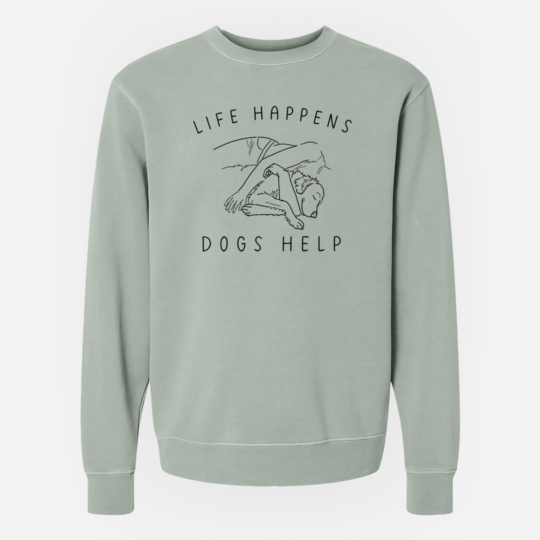 Life Happens Dogs Help - Golden Retriever - Unisex Pigment Dyed Crew Sweatshirt