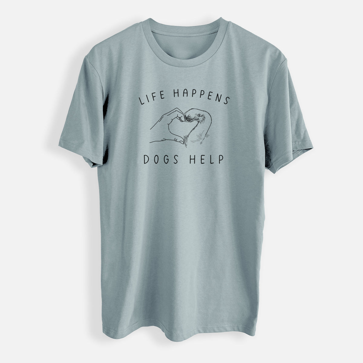 Life Happens Dogs Help - Paw Hand Heart - Mens Everyday Staple Tee