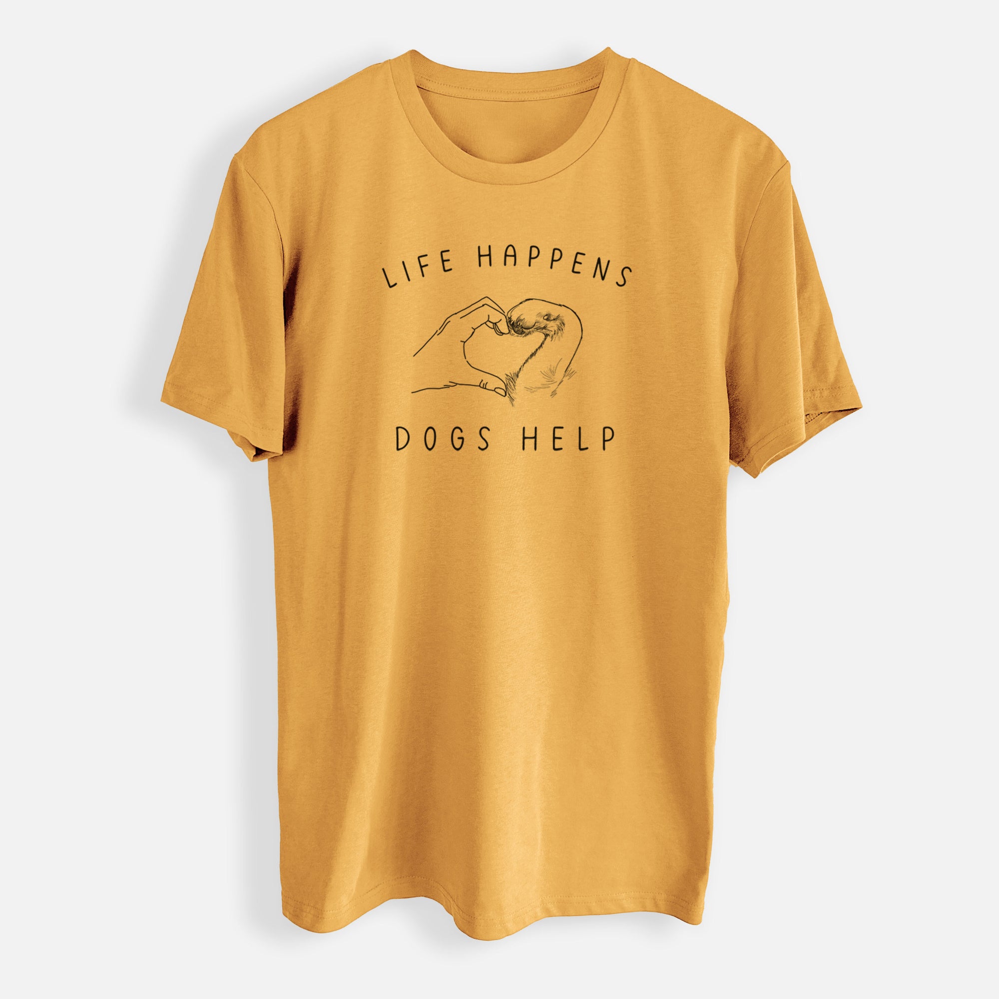 Life Happens Dogs Help - Paw Hand Heart - Mens Everyday Staple Tee