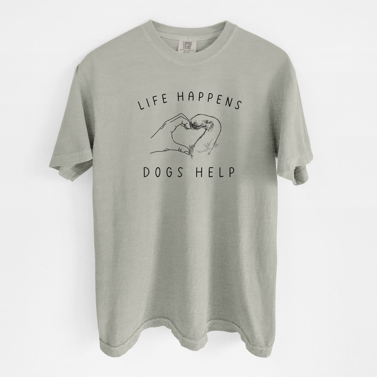 Life Happens Dogs Help - Paw Hand Heart - Unisex Comfort Colors Garment-Dyed Heavyweight T-shirt in Sandstone