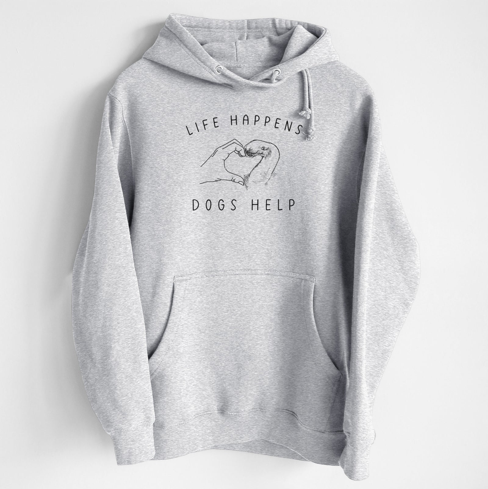 Life Happens Dogs Help - Paw Hand Heart - Heavyweight Fleece Hoodie