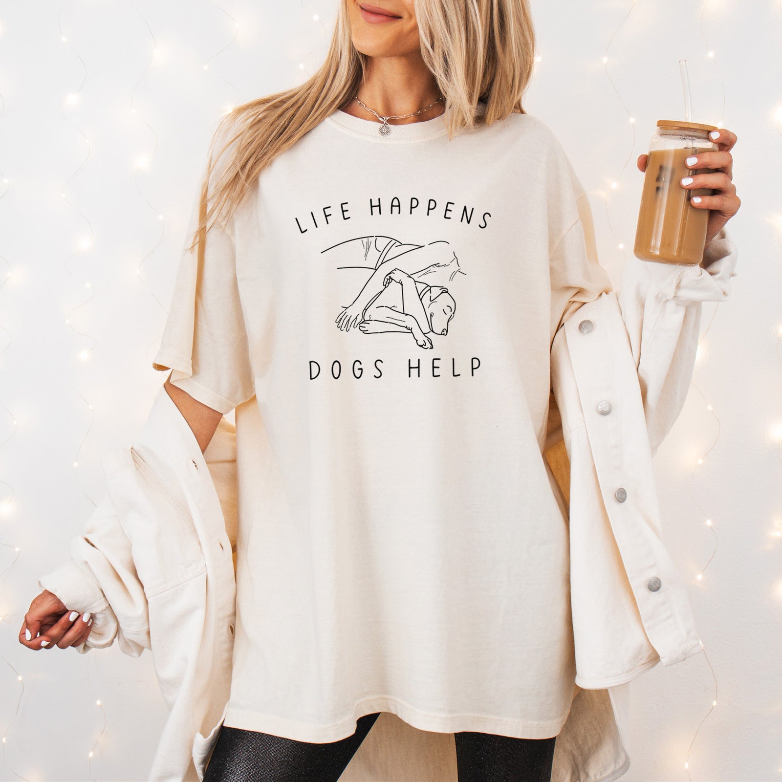 Life Happens Dogs Help - Labrador - Unisex Comfort Colors Garment-Dyed Heavyweight T-shirt, worn by model